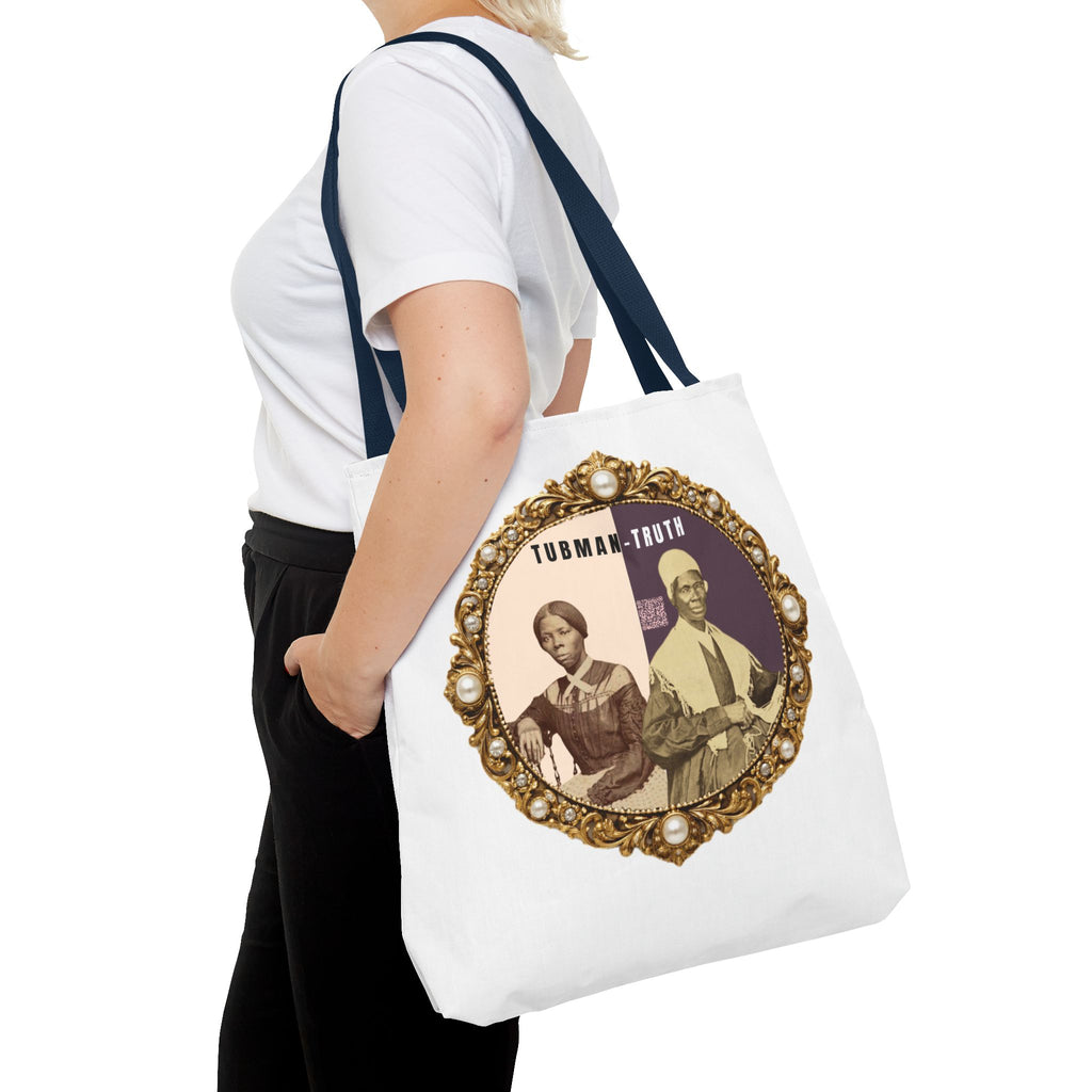Tubman-Truth Brooch Graphic Tote Bag (White)