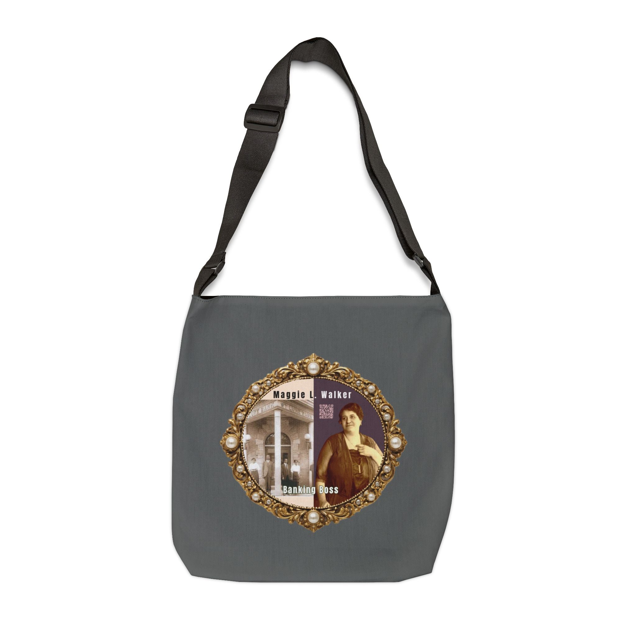 Maggie L Walker Brooch Logo Shoulder Bag (Dark Slate Grey)