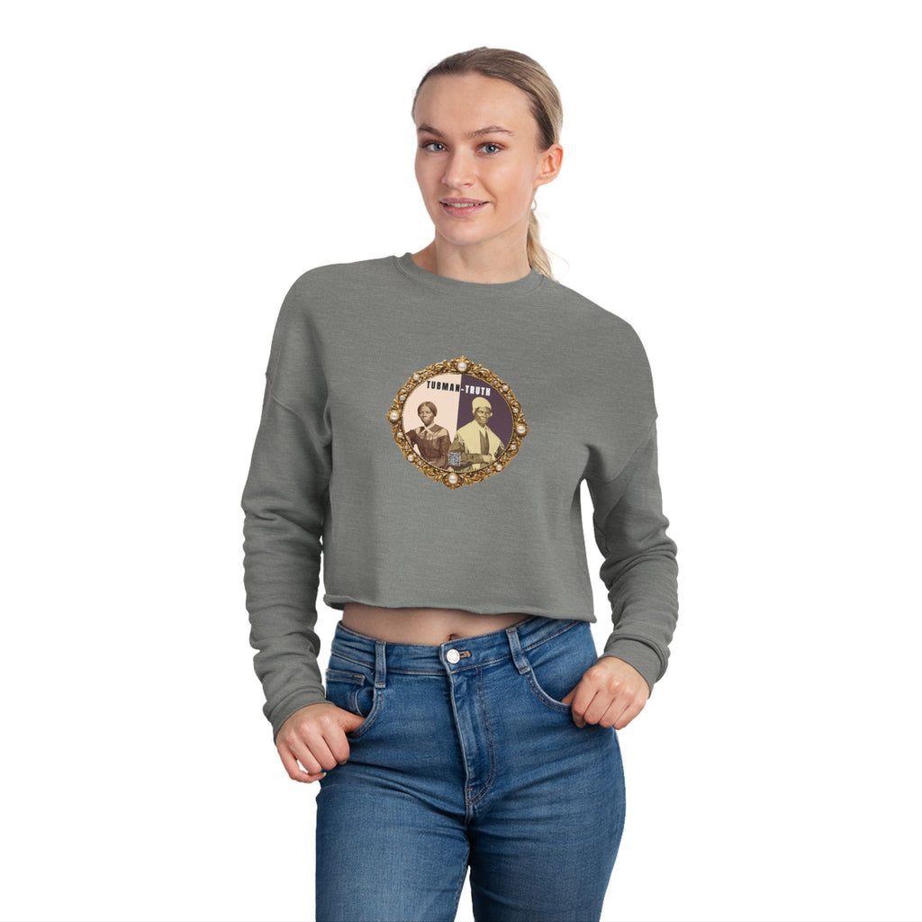 Tubman-Truth, Front Brooch Graphic, Women's Cropped Sweatshirt