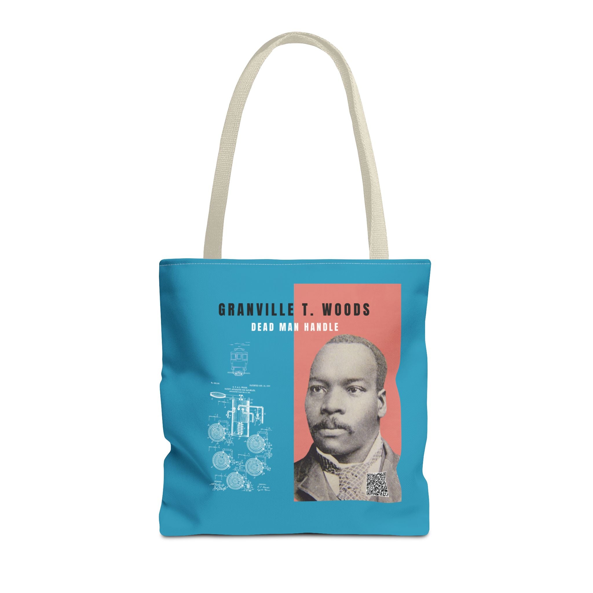 Granville T. Woods Historical Portrait Tote Bag (Turquoise)