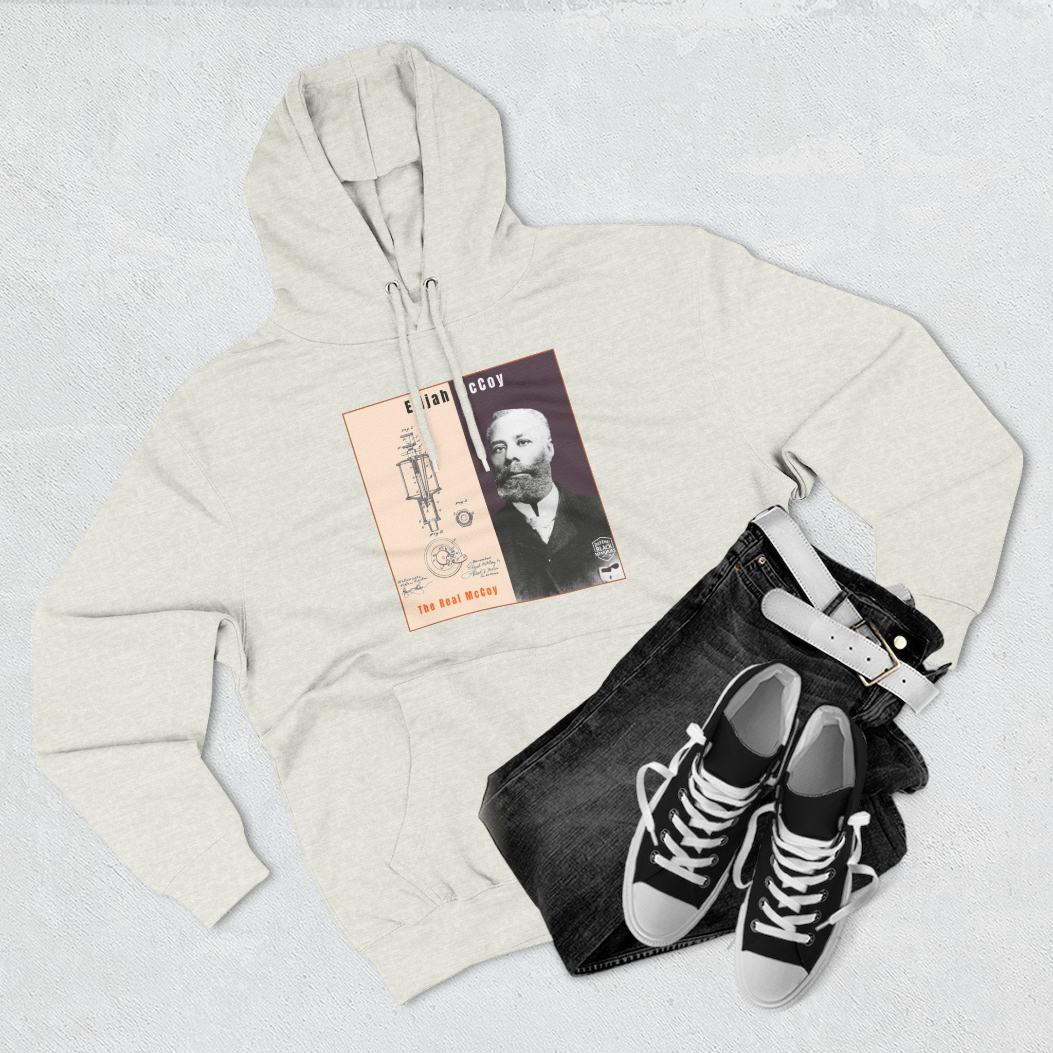 Elijah McCoy Three-Panel Design Hoodie-Historic Black Portrait Pullover (City Champs)