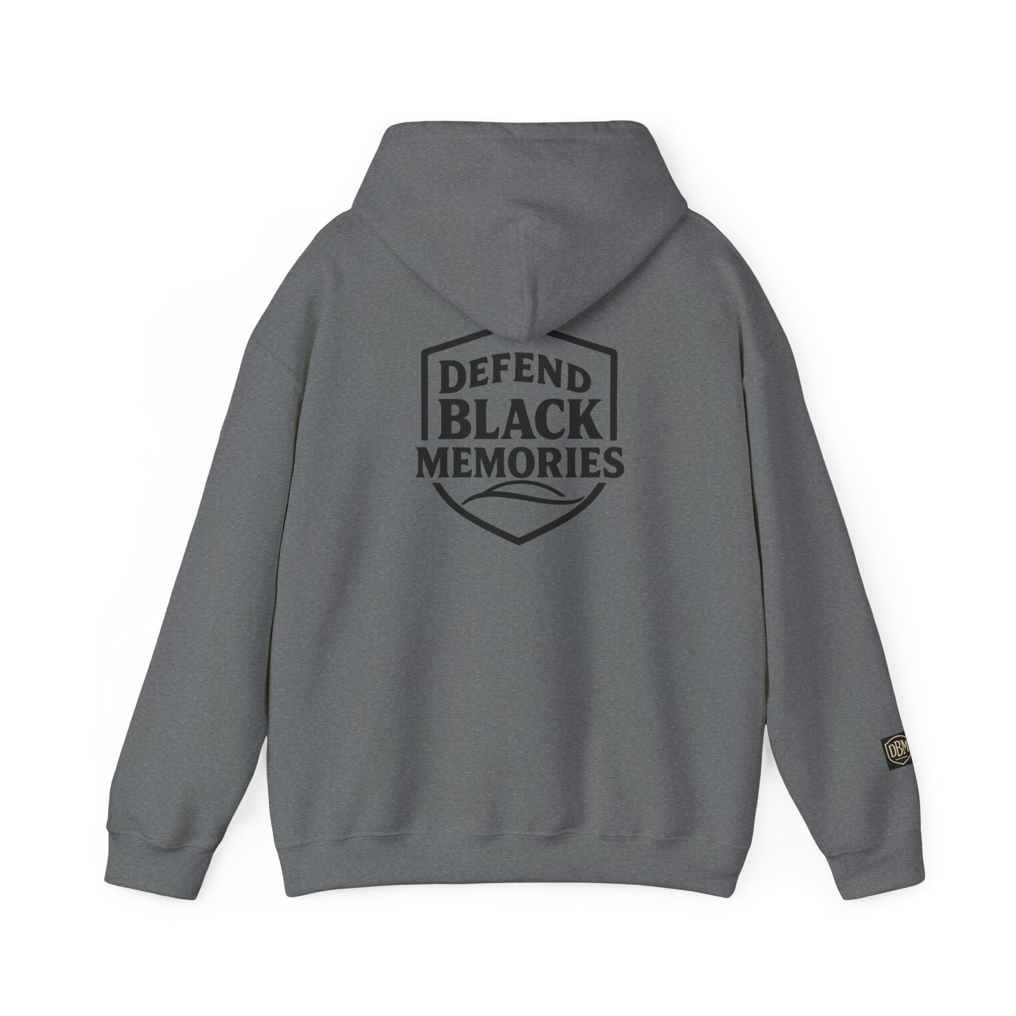 Defend Black Memories: Elijah McCoy Historical Black Portrait Big Back Logo Hoodie