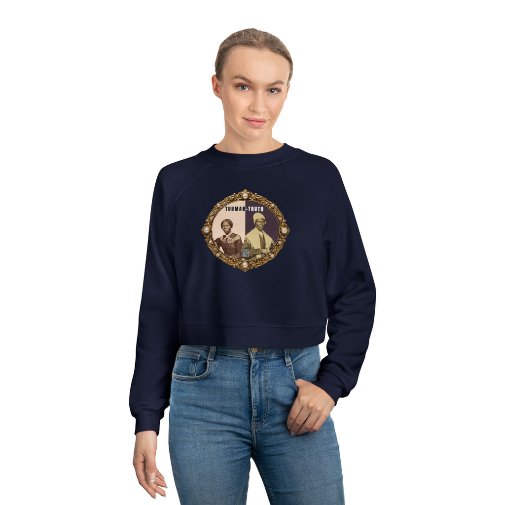 Tubman-Truth, Front Brooch Graphic, Women's Cropped Fleece Pullover