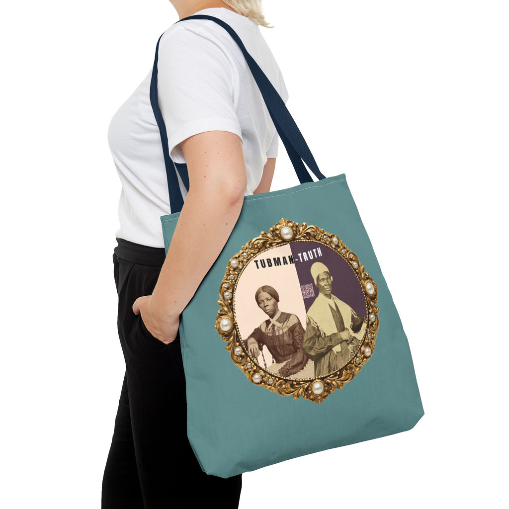 Tubman-Truth Brooch Graphic Tote Bag (Dark Teal)