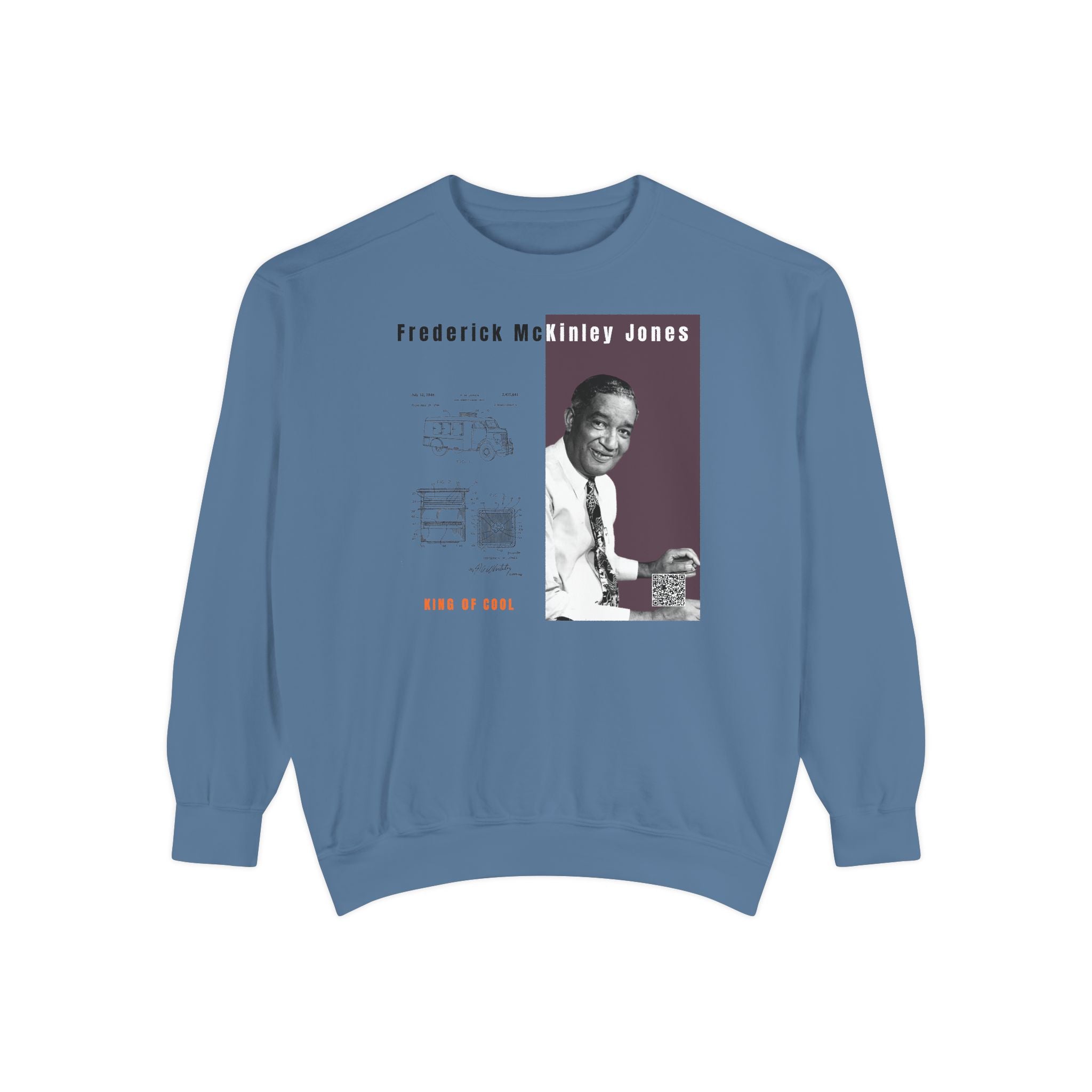 Defend Black Memories:  Frederick McKinley Jones Unisex, Garment-Dyed Tribute Sweatshirt