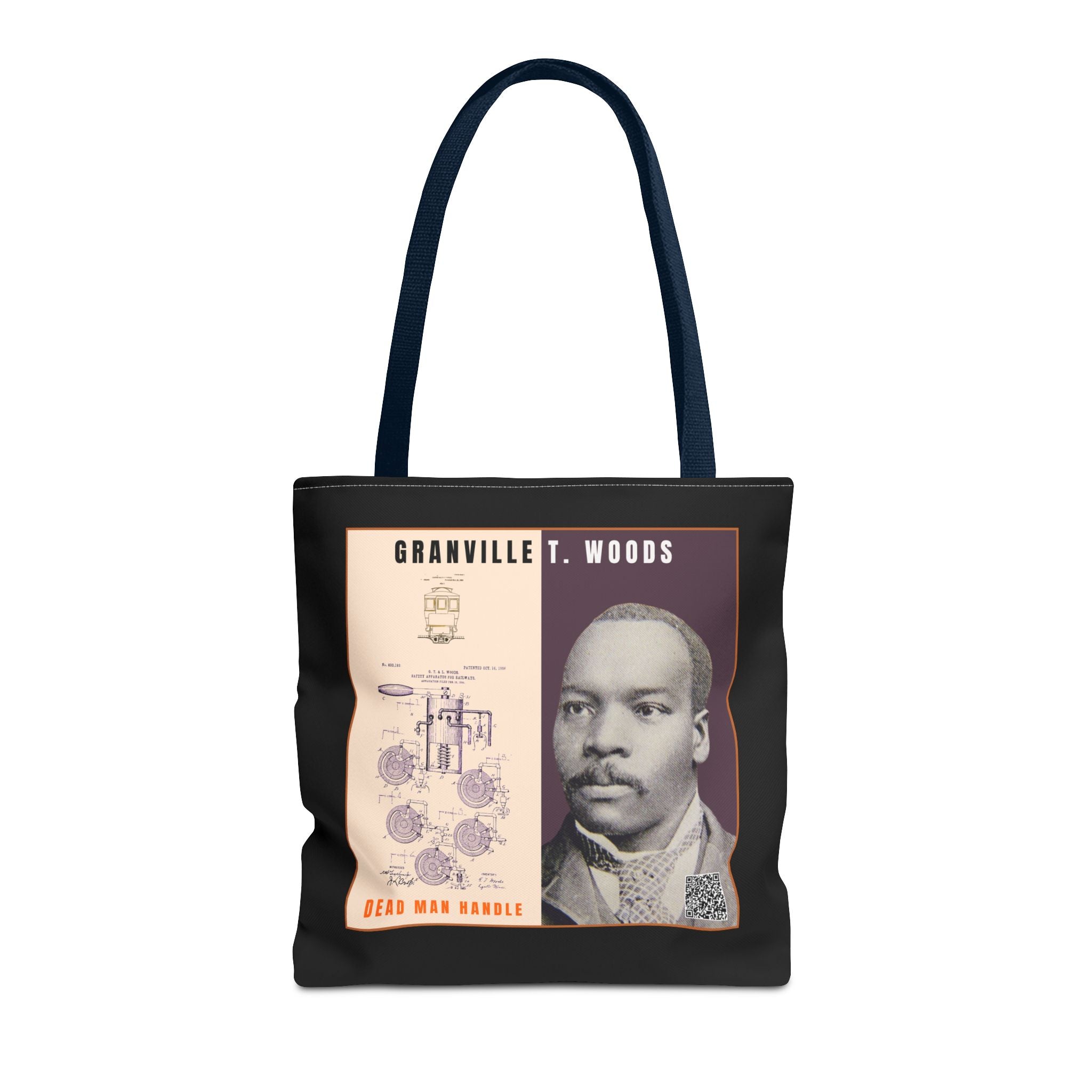 Granville T. Woods Historical Portrait Tote Bag (Black)