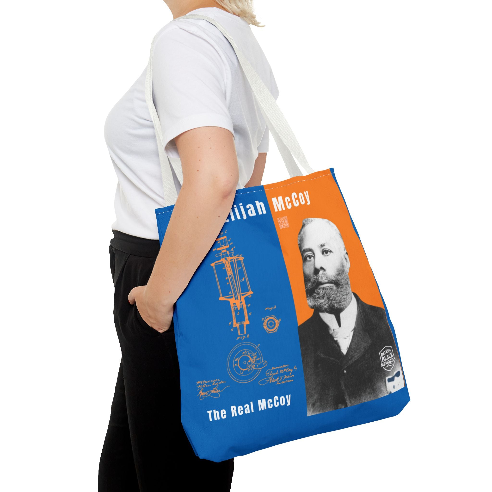 Elijah McCoy 'The Real McCoy' Tote Bag — Inspirational History Tribute (White)