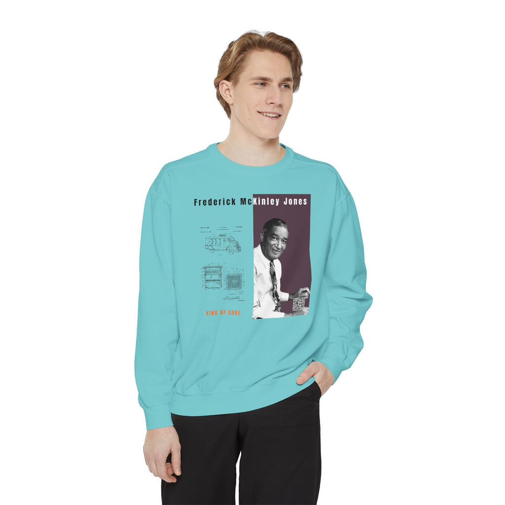 Defend Black Memories:  Frederick McKinley Jones Unisex, Garment-Dyed Tribute Sweatshirt