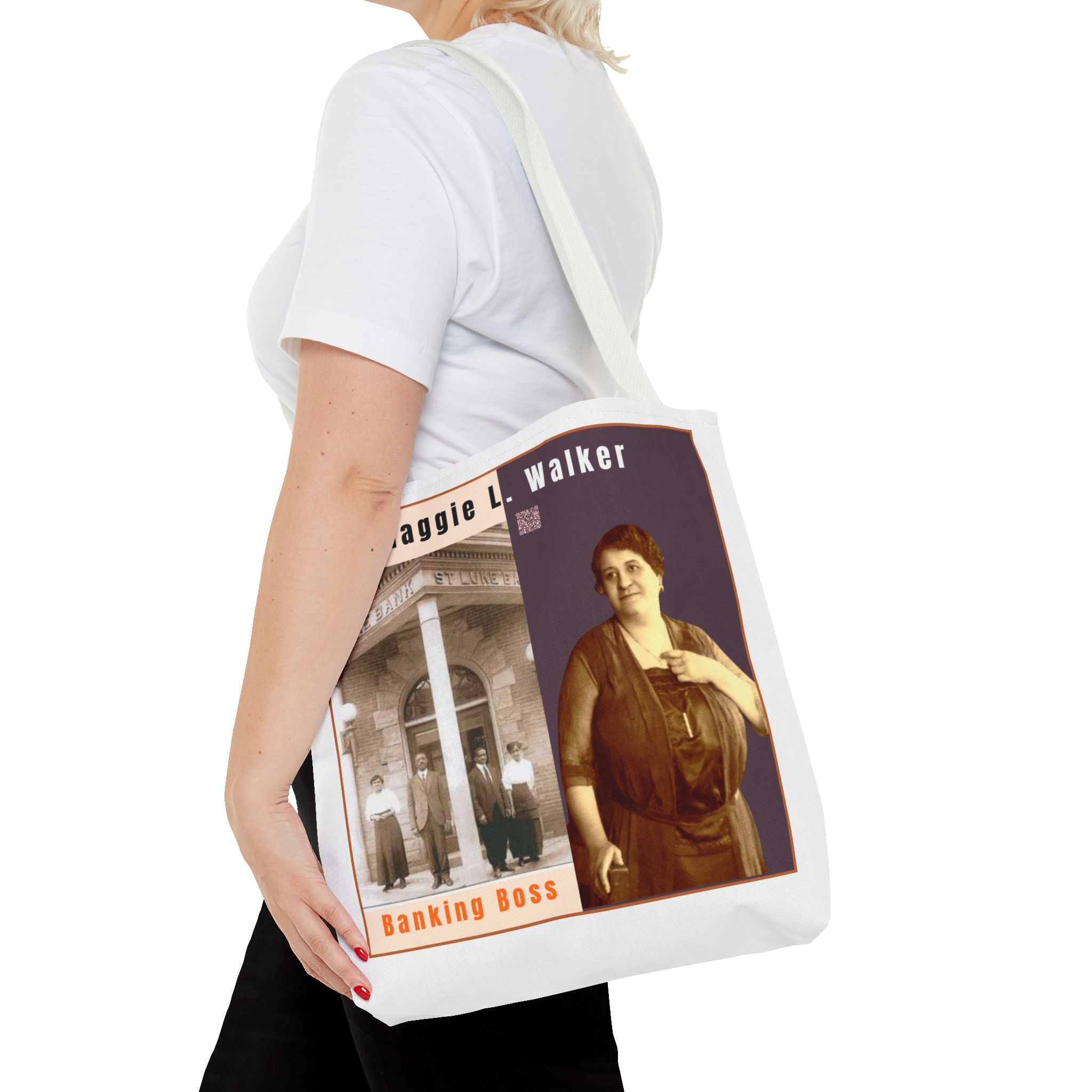 Maggie L. Walker Graphic Tote Bag — Black and Bold Historical Icon Design