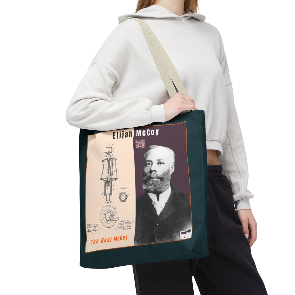 Elijah McCoy 'The Real McCoy' Tote Bag — Inspirational History Tribute (Muted Teal)