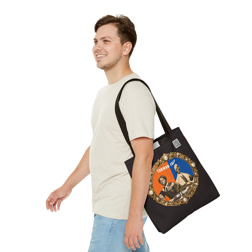 Tubman-Truth Brooch Graphic Tote Bag (Black)