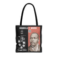 Granville T. Woods Historical Portrait Black Tote Bag (Trans/Dark Cerulean Block)