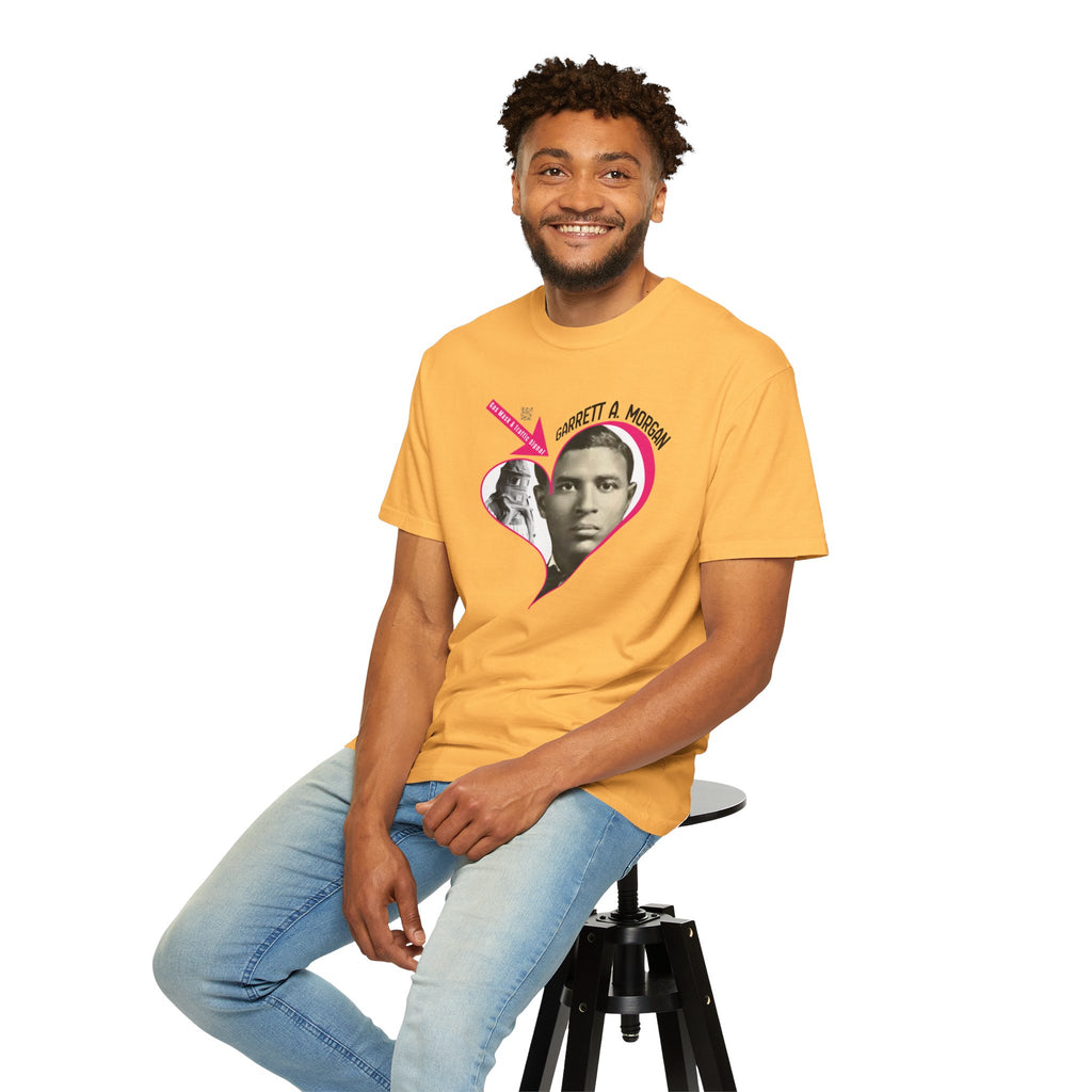 Garrett A. Morgan Oversize Heart Tribute Tee — Inventor of Traffic Signal & Gas Mask with QR Bio
