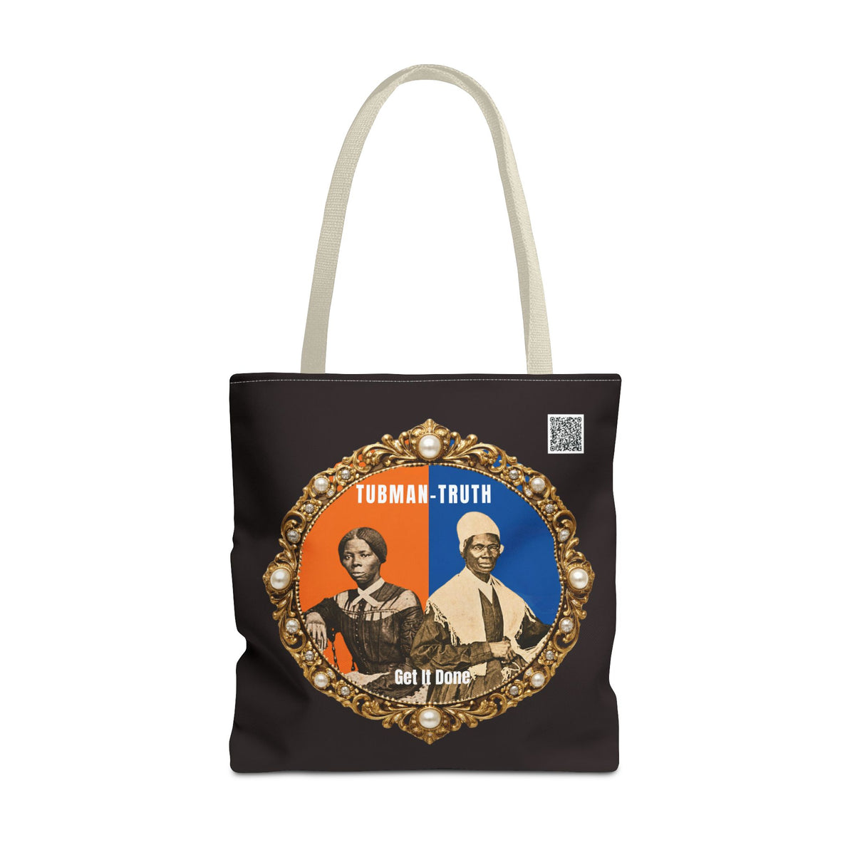 Tubman-Truth Brooch Graphic Tote Bag (Black)