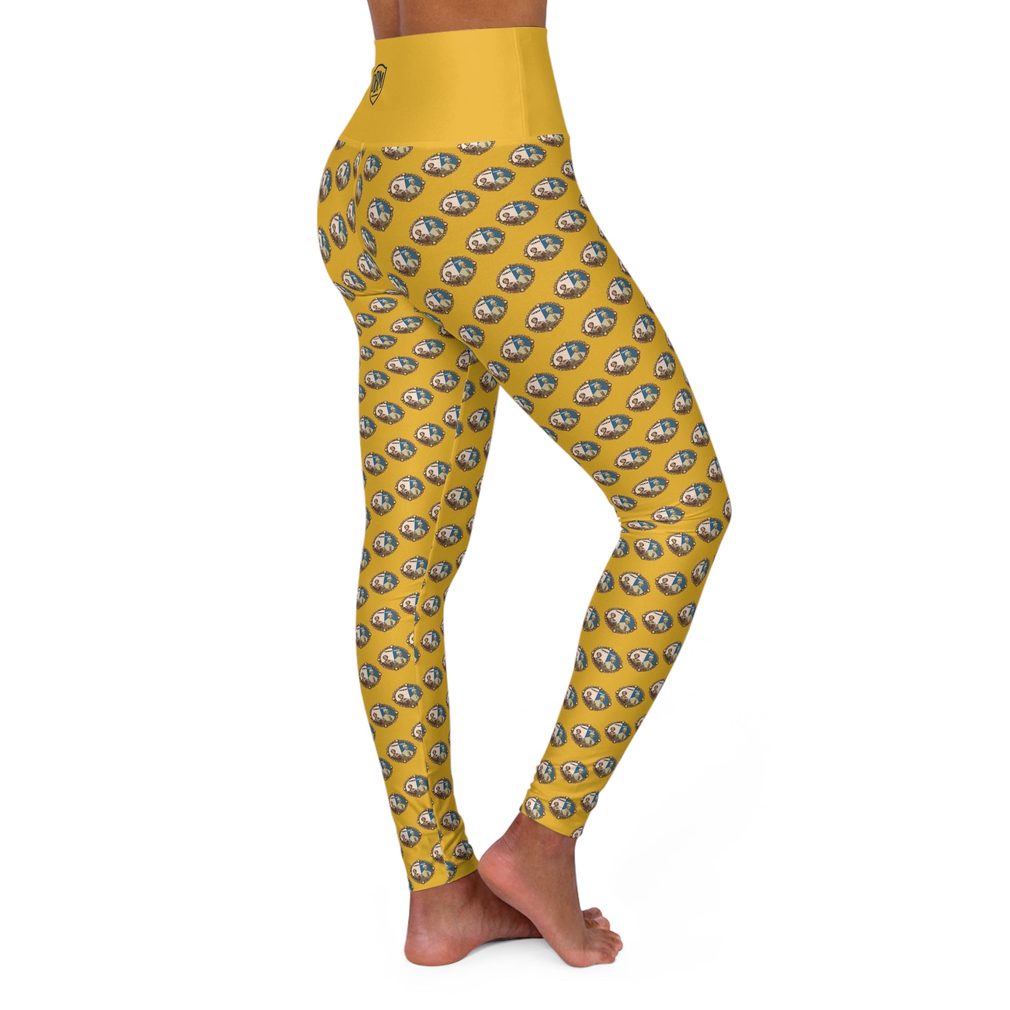 Tubman-Truth Brooch Design, High Waisted Yoga Leggings (Yellow)
