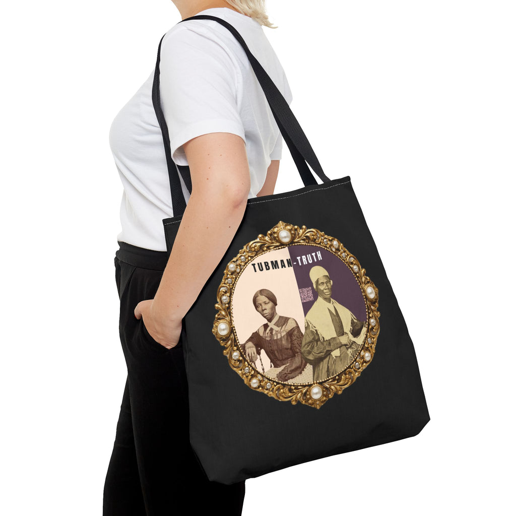 Tubman-Truth Brooch Graphic Tote Bag (Black)