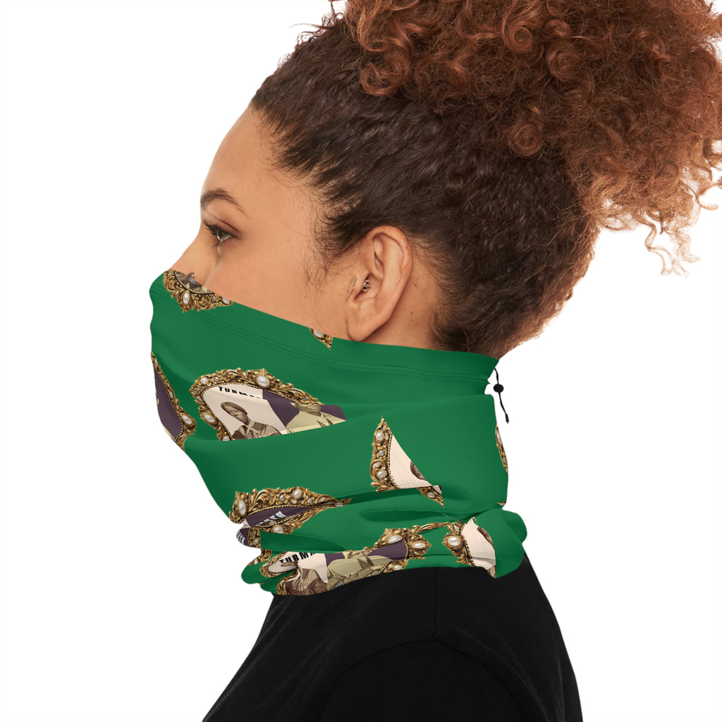 Tubman-Truth Brooch Graphic, Winter Neck Gaiter W/Drawstring (Green)