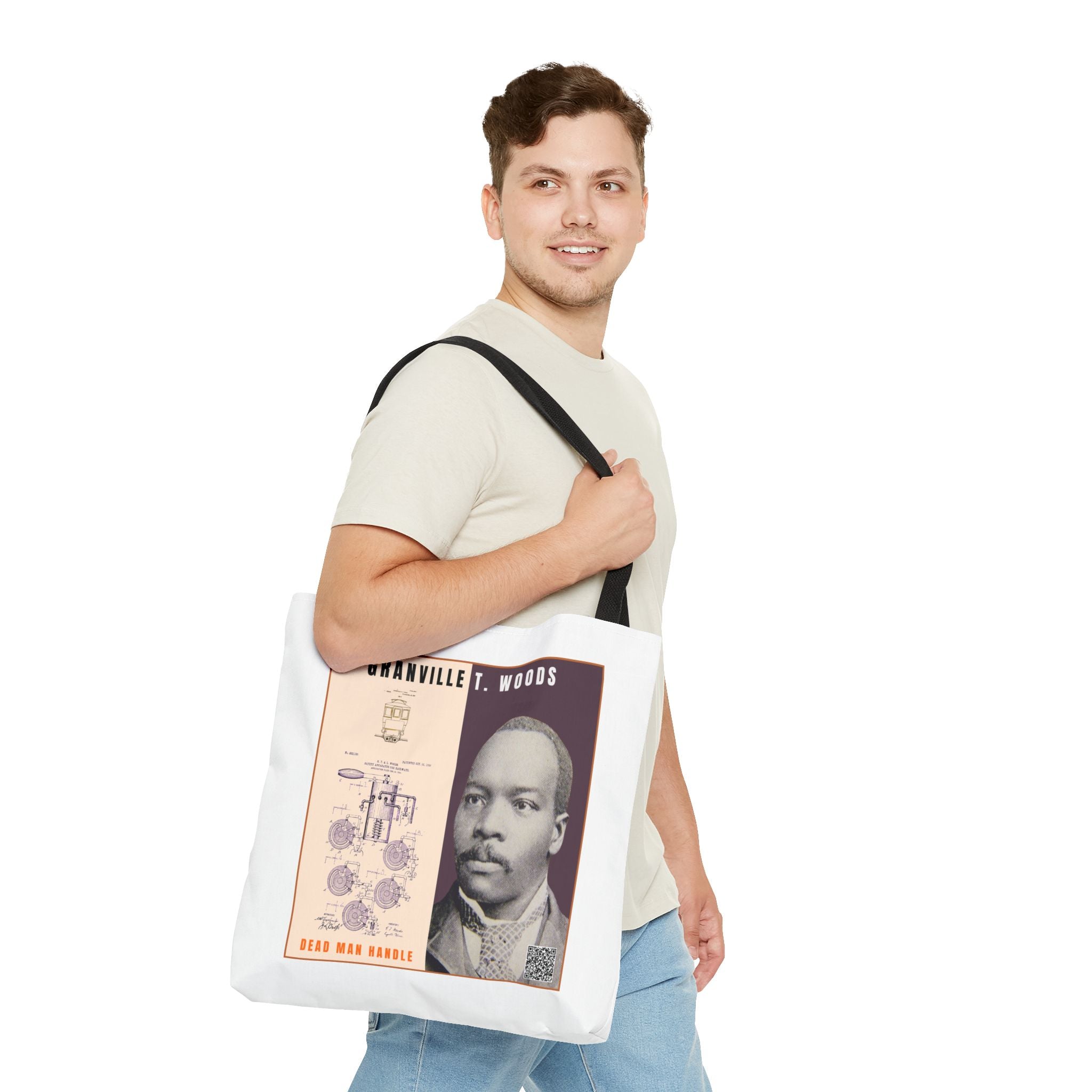 Granville T. Woods Historical Portrait Tote Bag (White)