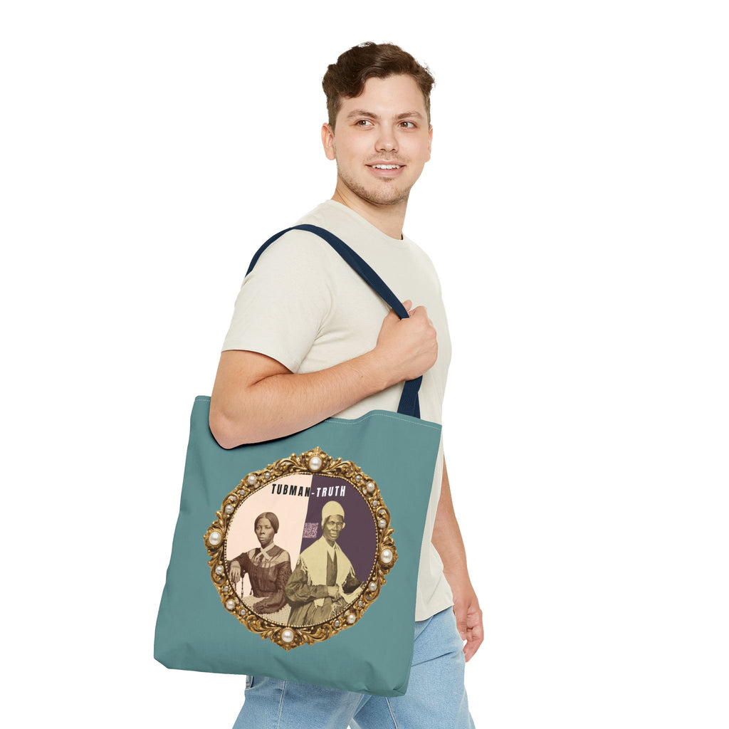 Tubman-Truth Brooch Graphic Tote Bag (Dark Teal)