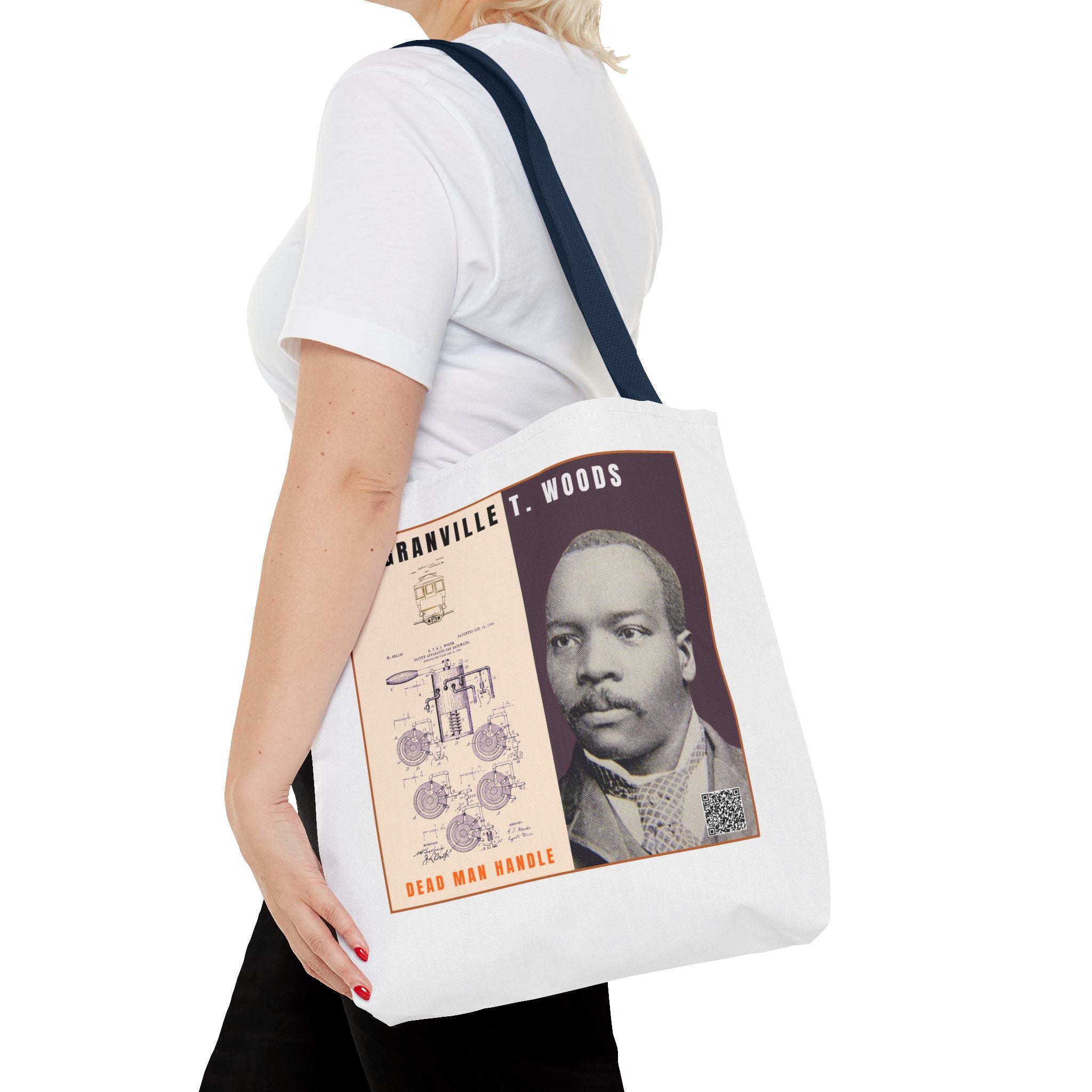 Granville T. Woods Historical Portrait Tote Bag (White)