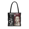 Granville T. Woods Historical Portrait Black Tote Bag (Trans/Brown Block)