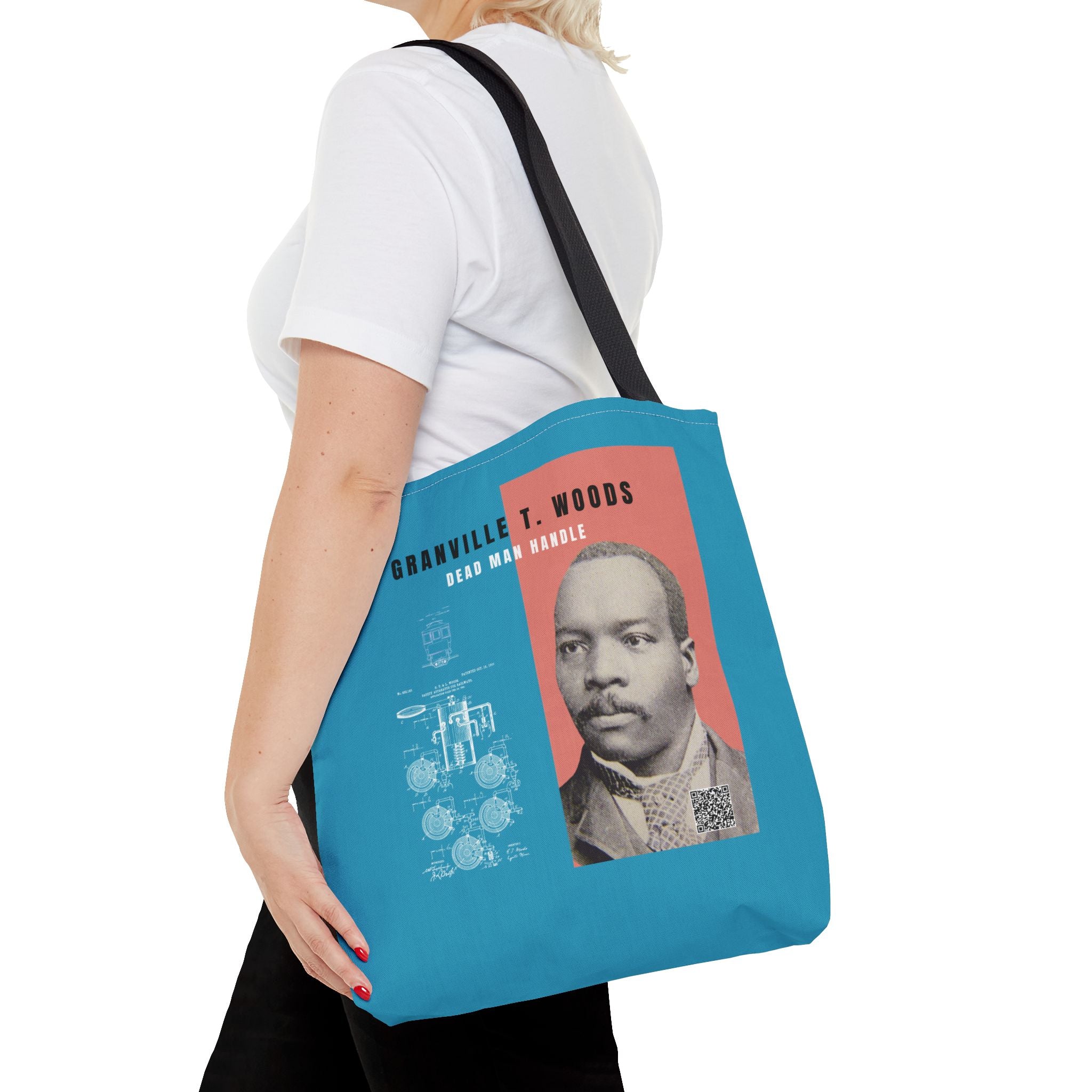 Granville T. Woods Historical Portrait Tote Bag (Turquoise)