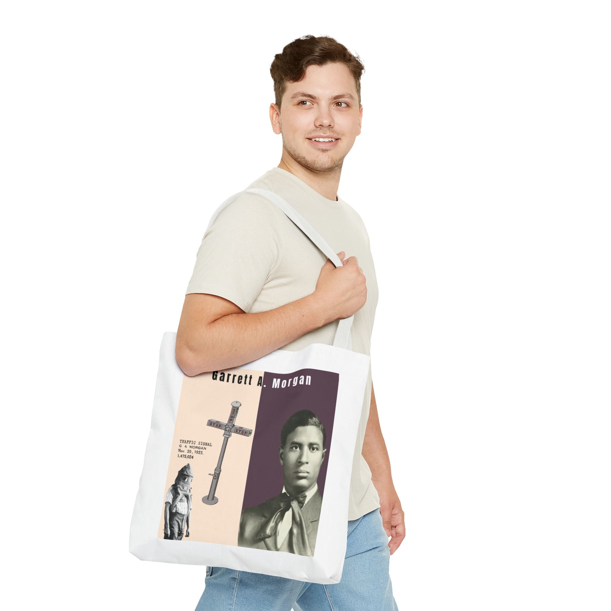 Garrett A. Morgan Historical Portrait Tote Bag (White)