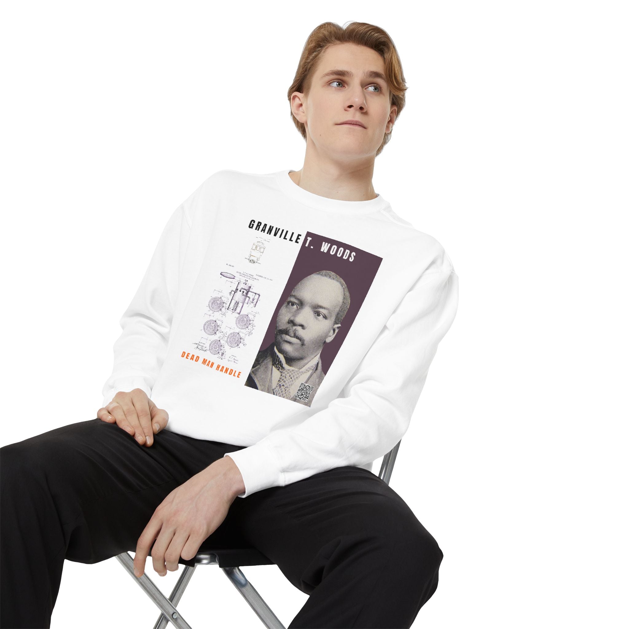Defend Black Memories: Granville T. Woods Portrait Sweatshirt, Heritage Crewneck