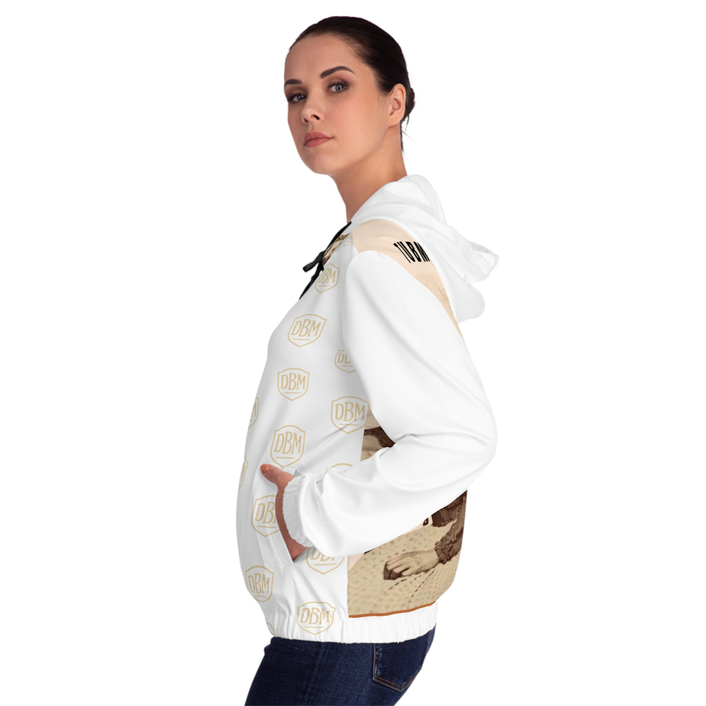 Tubman-Truth, Women's Full-Zip Hoodie with Full Back Graphic (White)