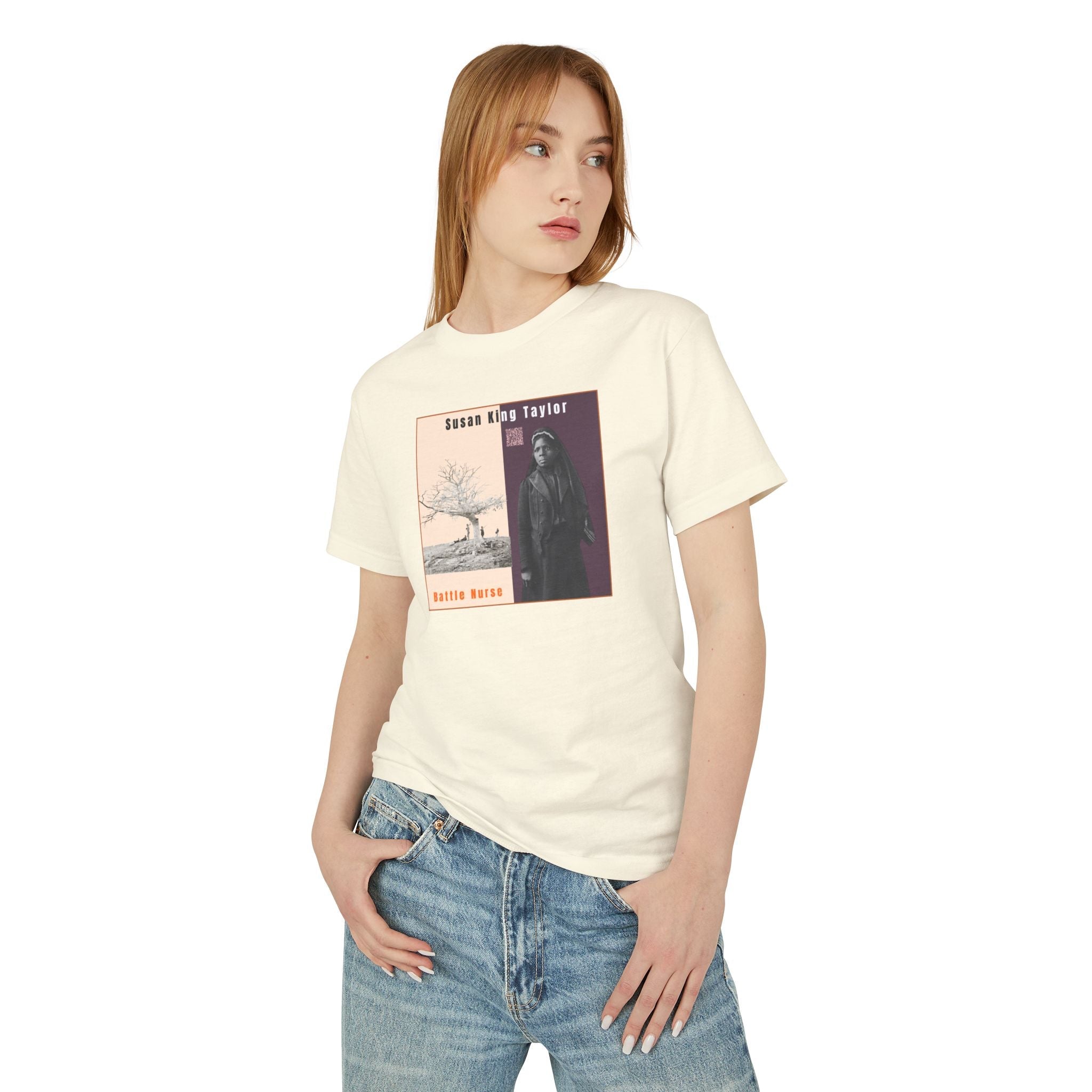 Susan King Taylor, Historical Portrait T-shirt, w/Back Graphic (2-tone),