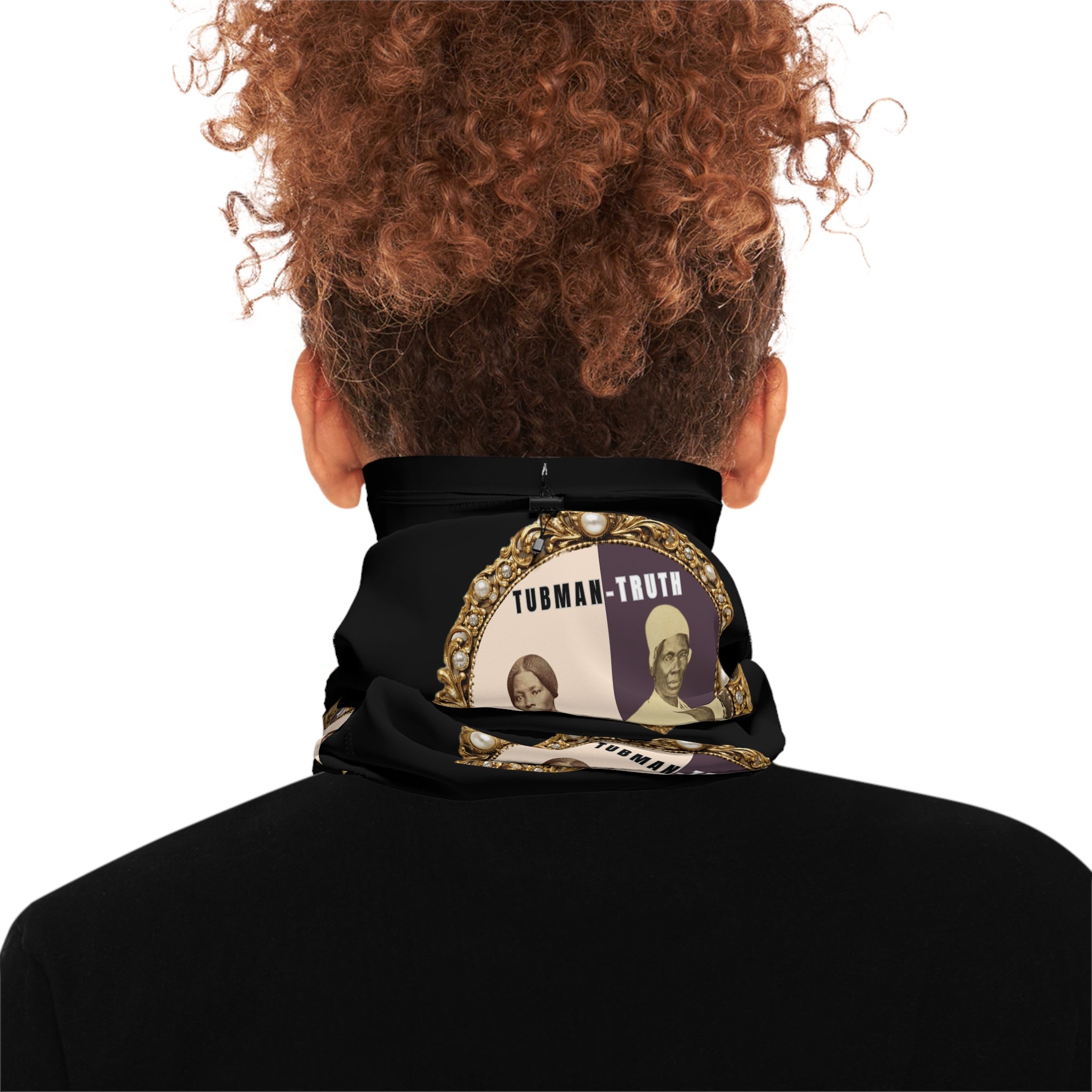 Tubman-Truth Winter Neck Gaiter With Drawstring (Black)