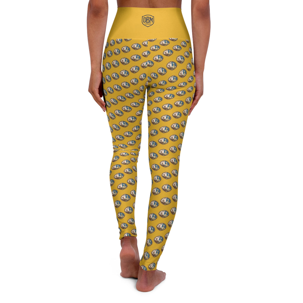 Tubman-Truth Brooch Design, High Waisted Yoga Leggings (Yellow)