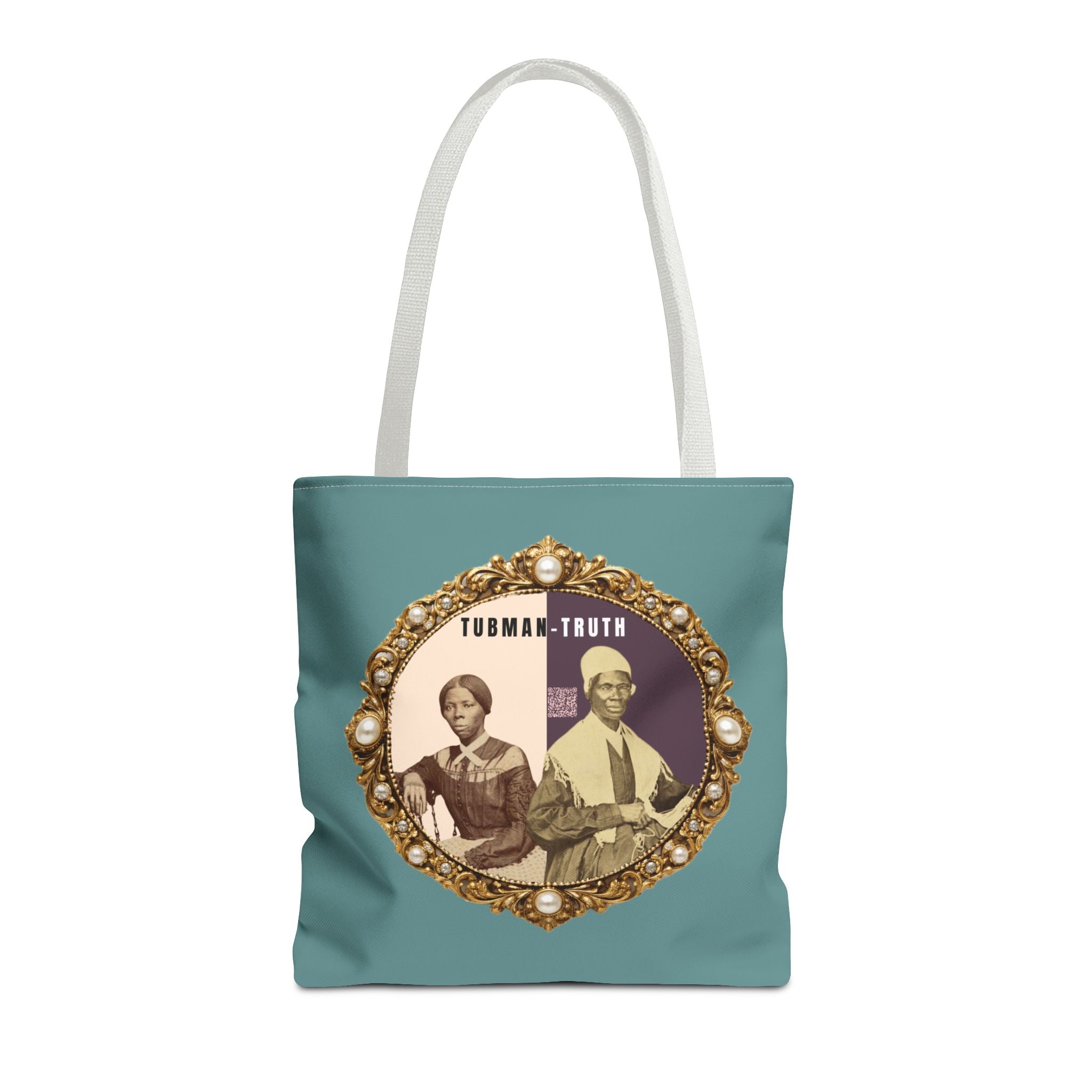 Tubman-Truth Brooch Graphic Tote Bag (Dark Teal)