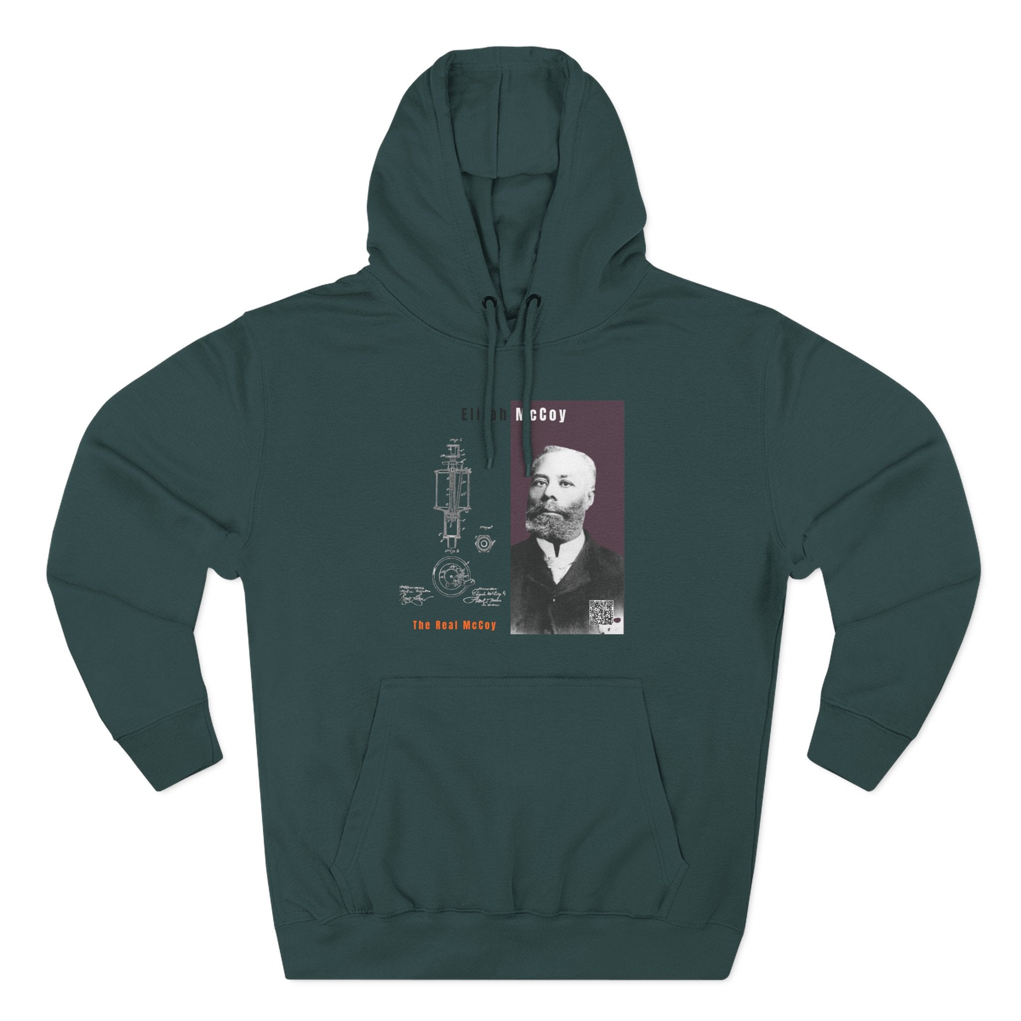 Defend Black Memories: Elijah McCoy Three-Panel Design Hoodie-Historic Black Portrait Pullover