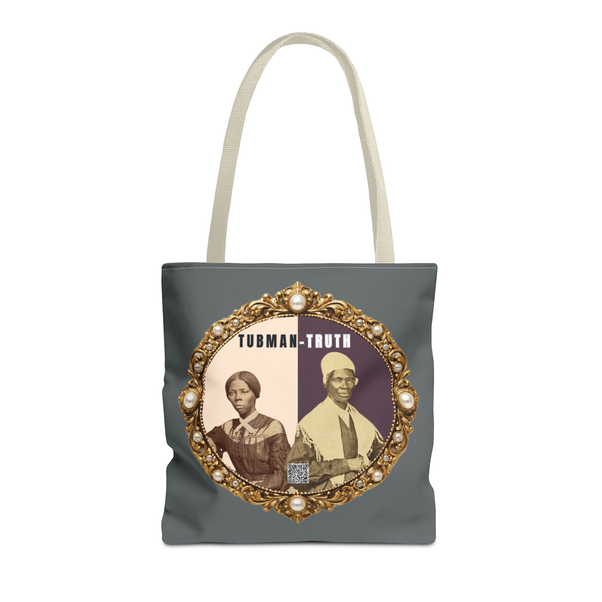 Tubman-Truth Brooch Graphic Tote Bag (Dark grey)