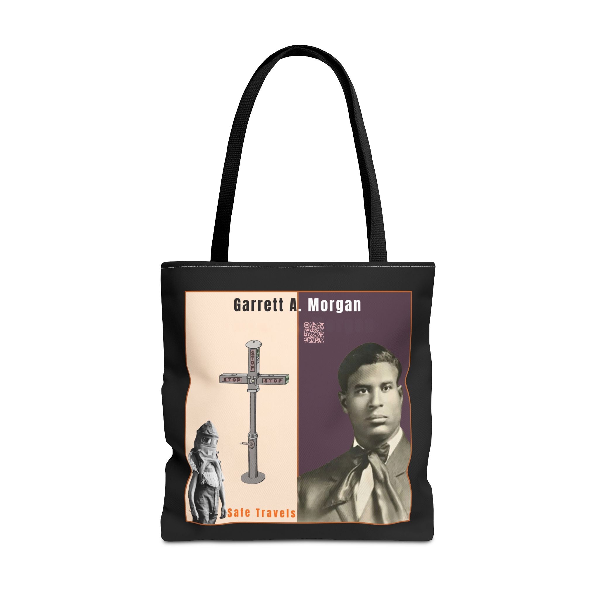 Garrett A. Morgan Tribute Tote Bag — Black Brilliance Spotlight with QR Code