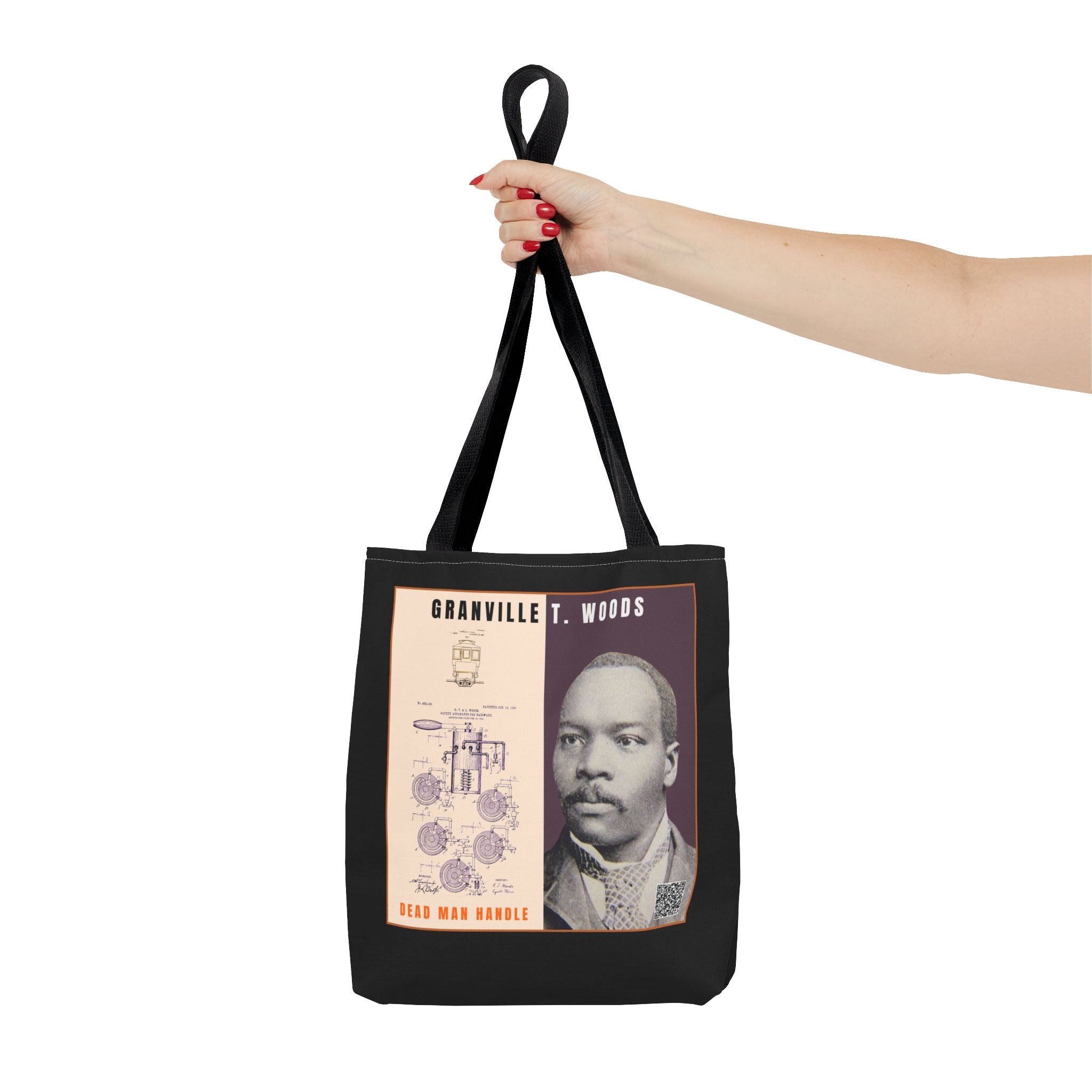 Granville T. Woods Historical Portrait Tote Bag (Black)
