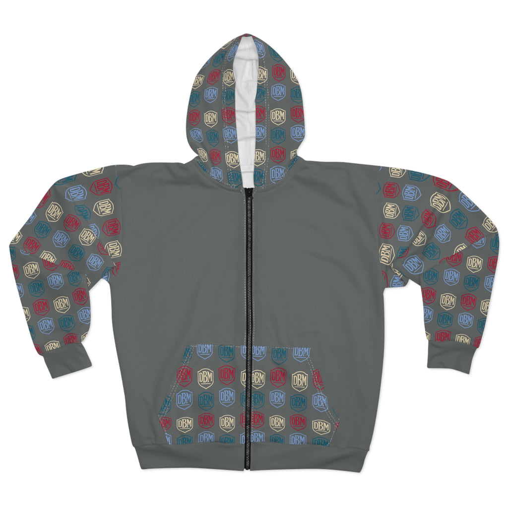 Granville T. Woods, AOP Back Graphic, Zip Hoodie (Grey)