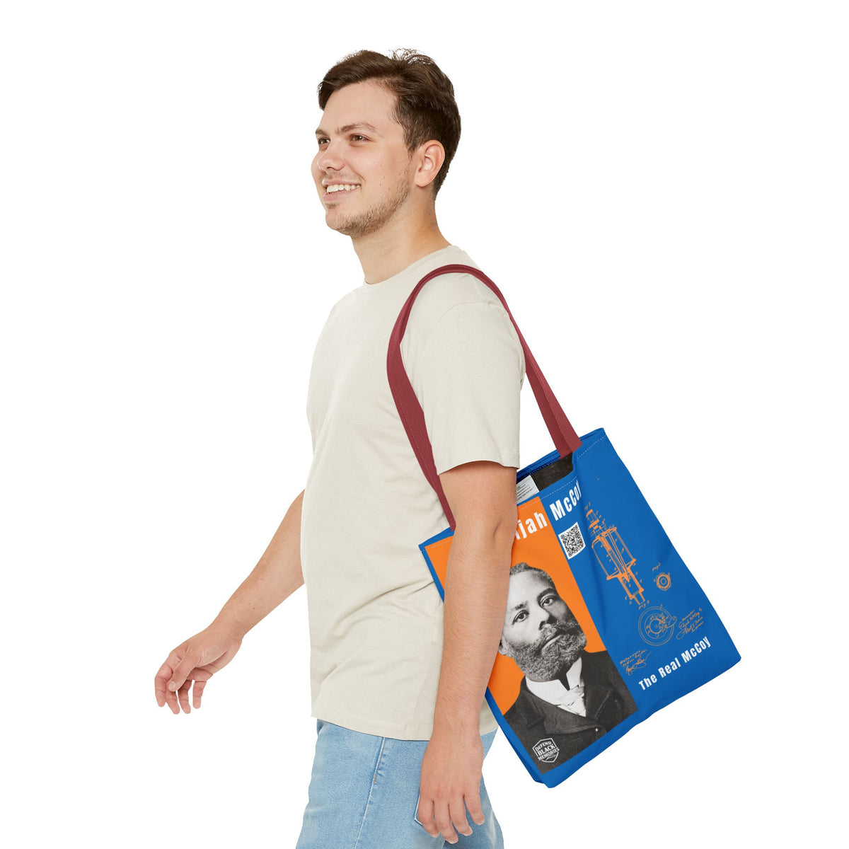 Elijah McCoy 'The Real McCoy' Tote Bag — Inspirational History Tribute (White)