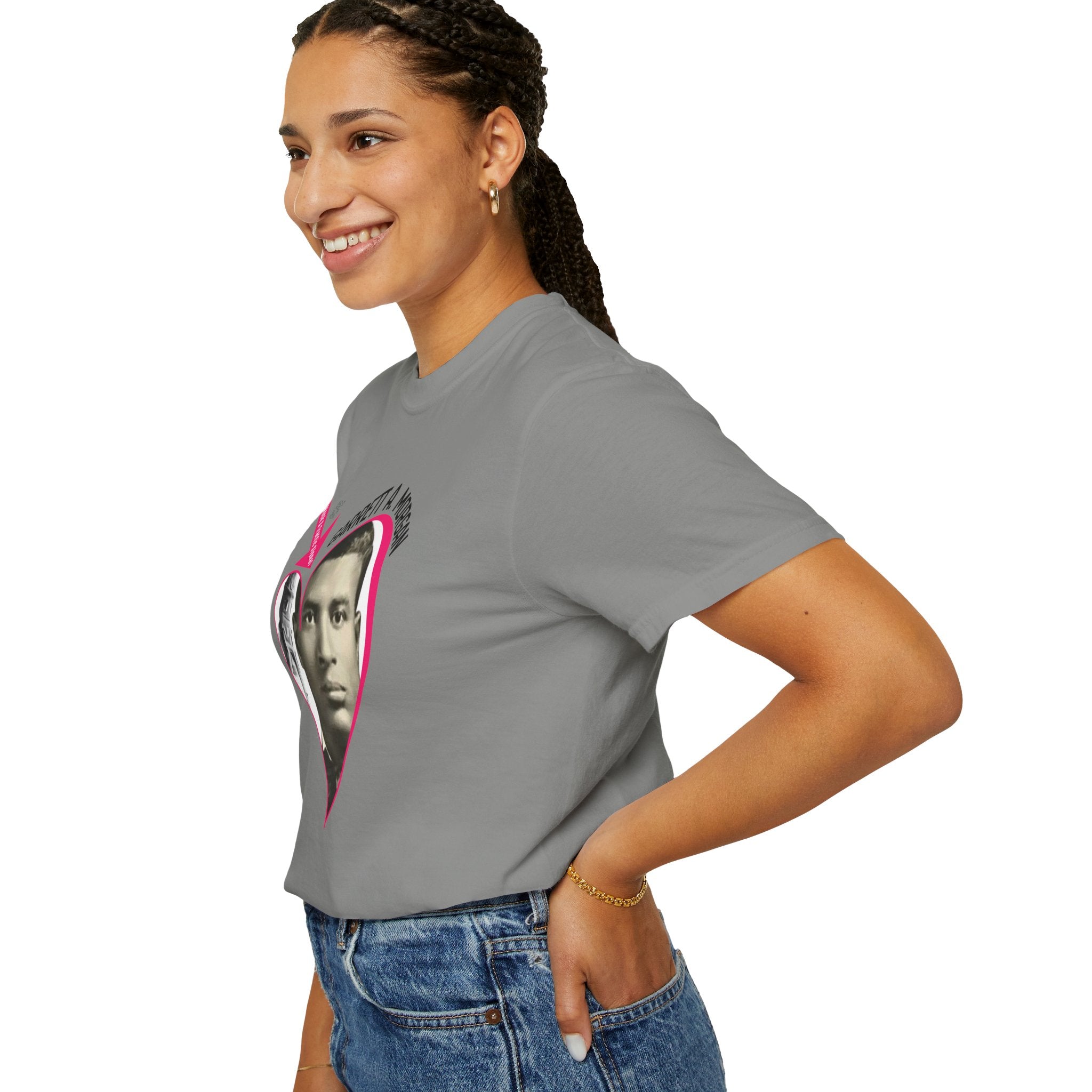 Garrett A. Morgan Oversize Heart Tribute Tee — Inventor of Traffic Signal & Gas Mask with QR Bio