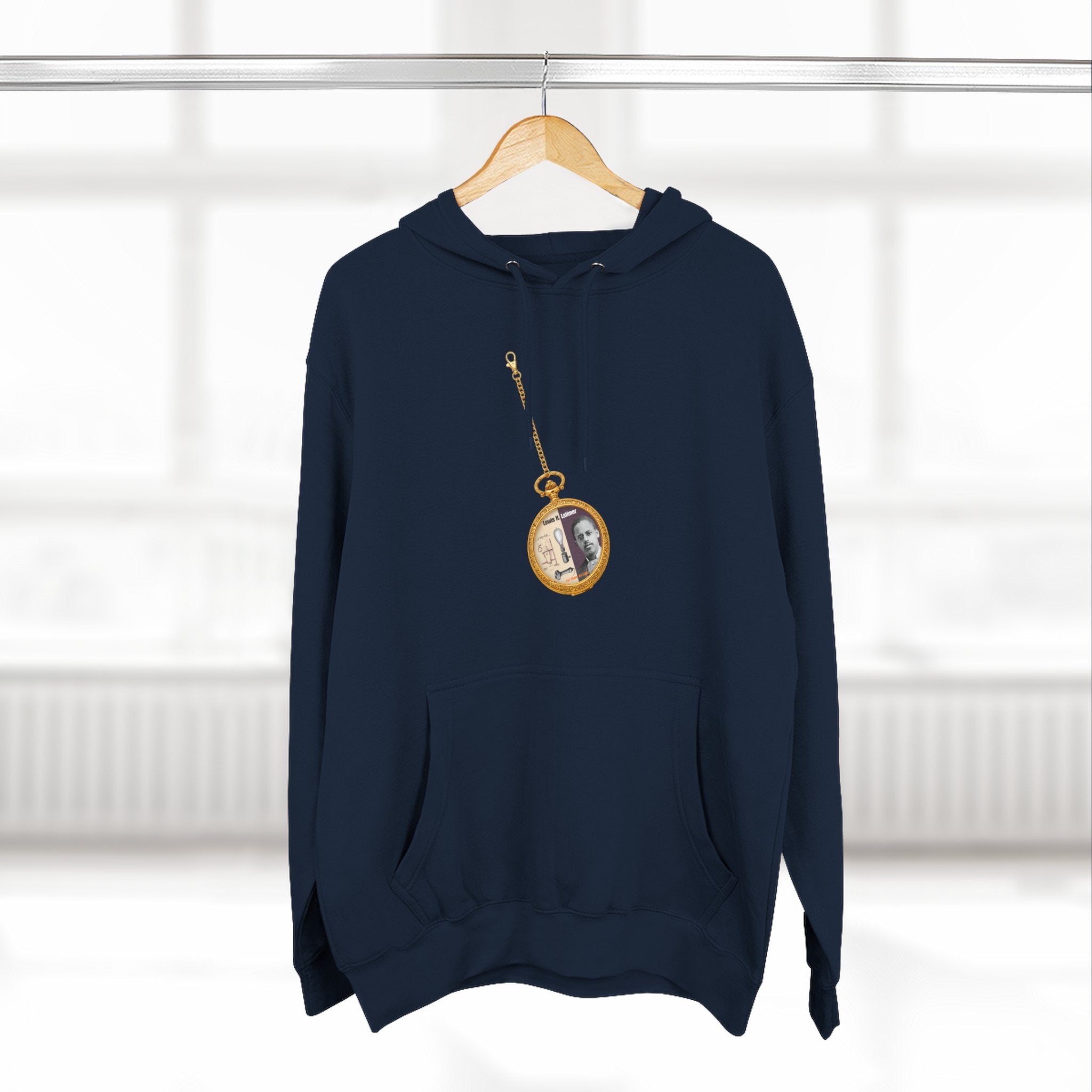 Lewis H Latimer Pocket Watch Three-Panel Fleece Hoodie