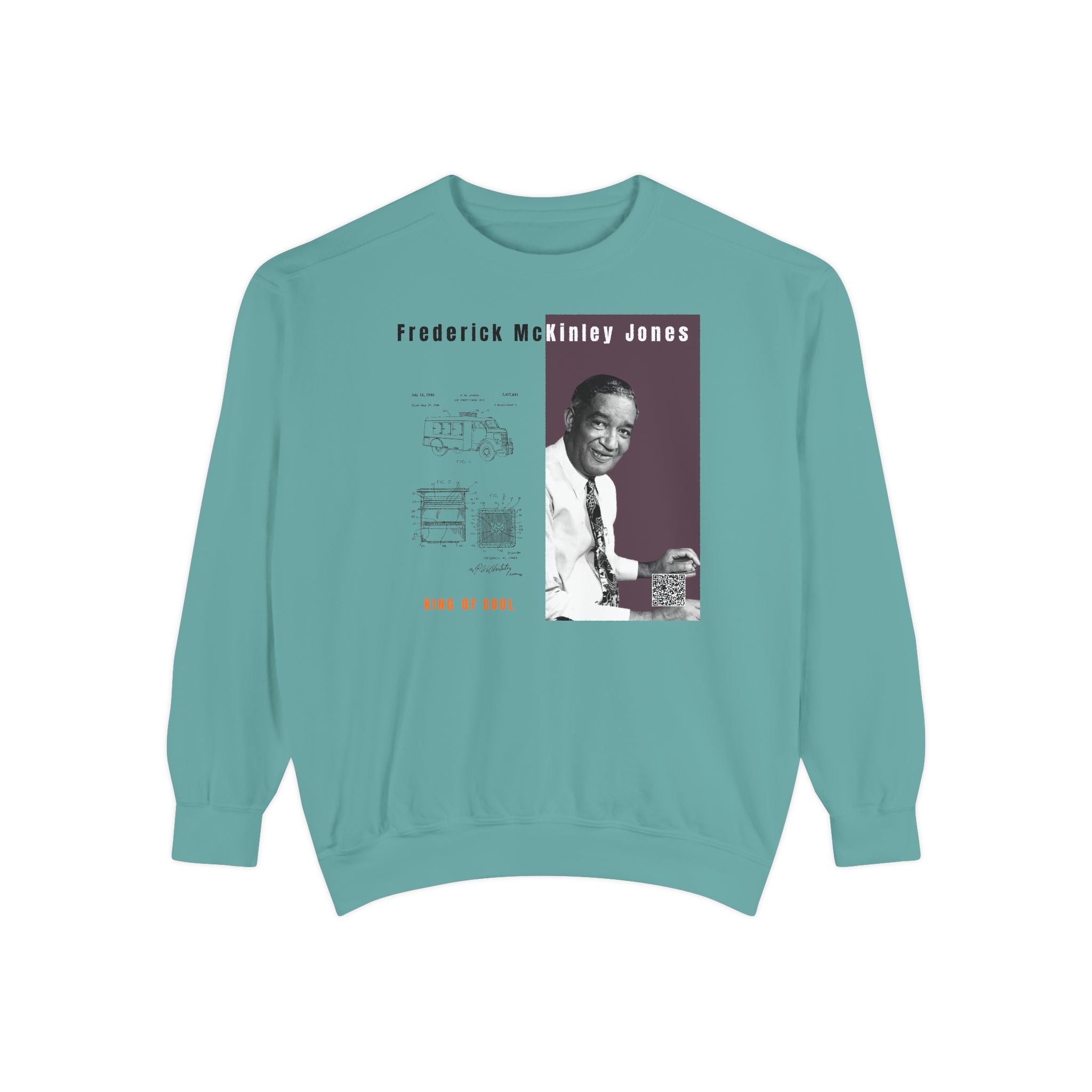Defend Black Memories:  Frederick McKinley Jones Unisex, Garment-Dyed Tribute Sweatshirt