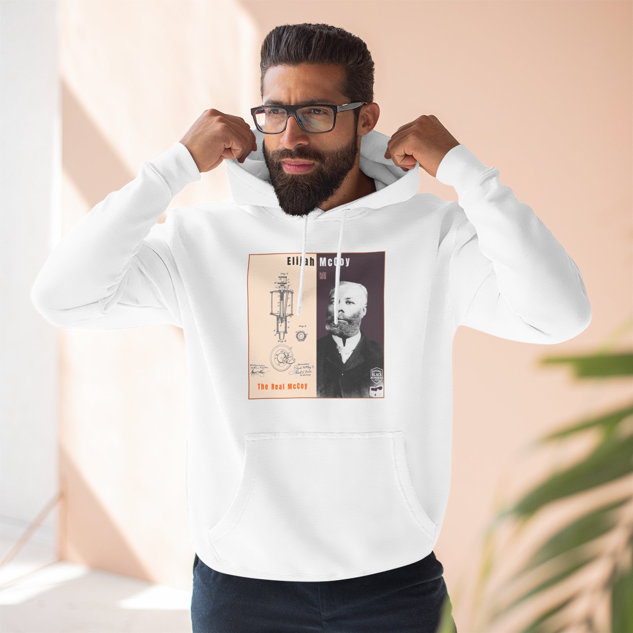 Elijah McCoy Three-Panel Design Hoodie-Historic Black Portrait Pullover (City Champs)
