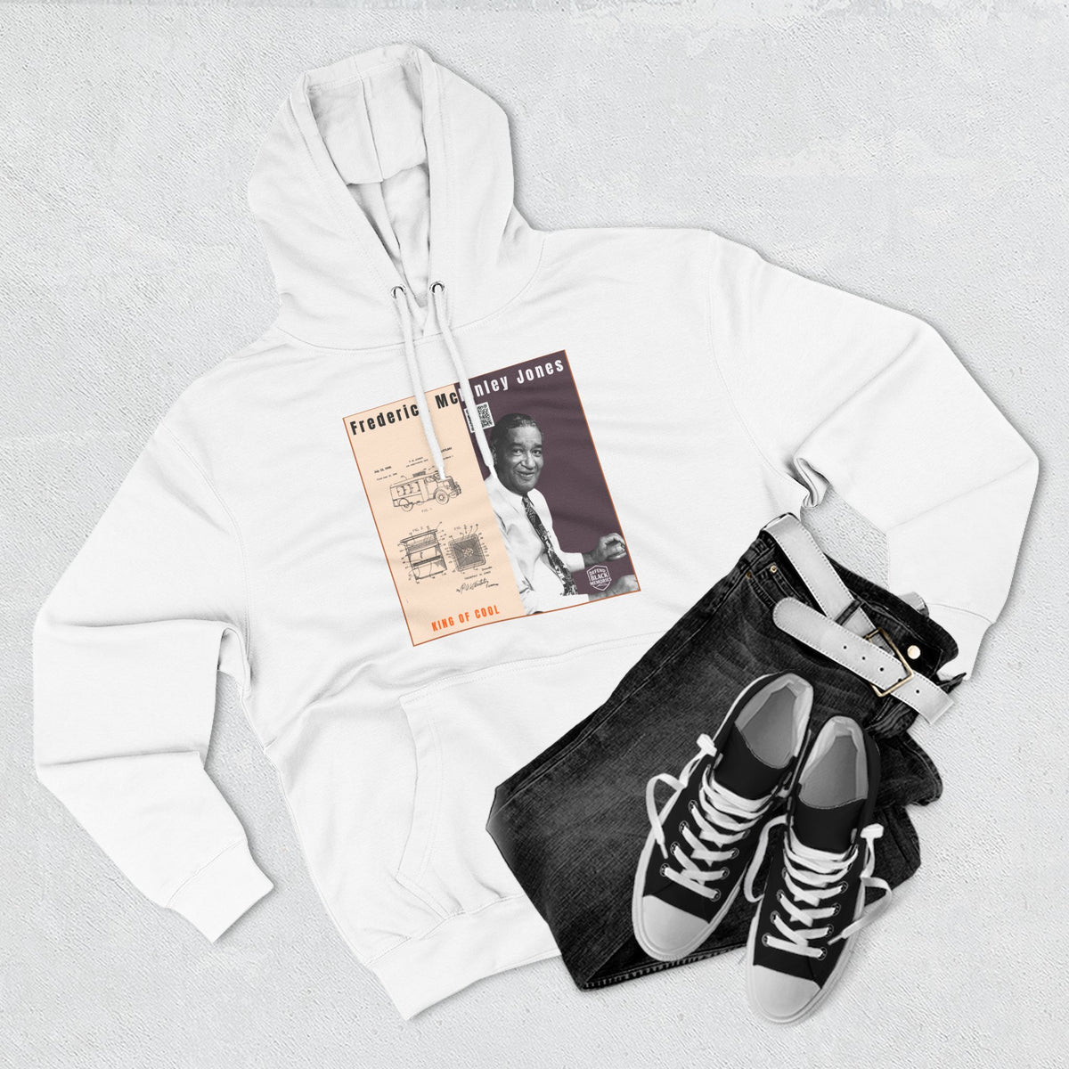 Frederick McKinley Jones, Unisex, Three-panel Historical Portrait Hoodie (City Champs)