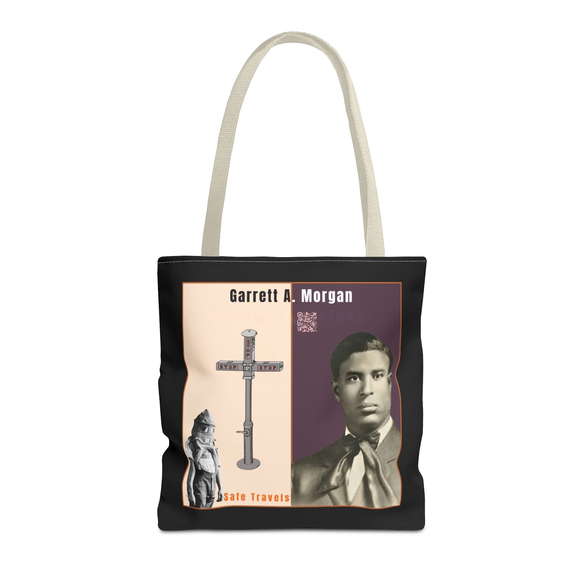 Garrett A. Morgan Tribute Tote Bag — Black Brilliance Spotlight with QR Code