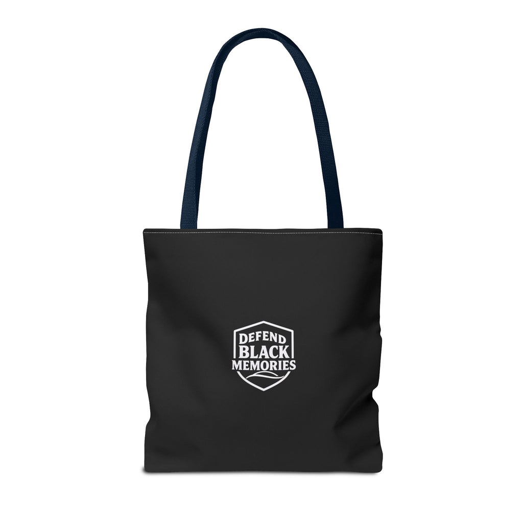 Granville T. Woods Historical Portrait Black Tote Bag (Trans/Dark Cerulean Block)