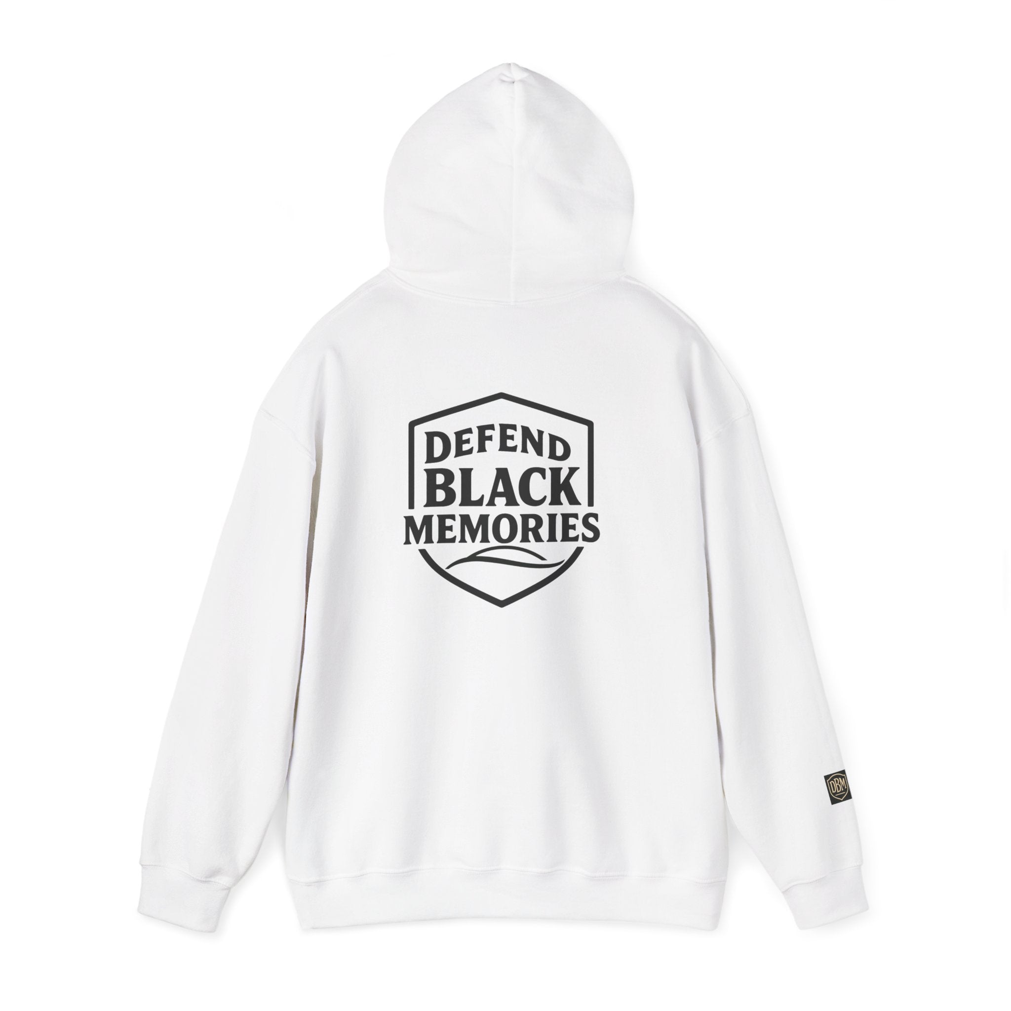 Defend Black Memories: Elijah McCoy Historical Black Portrait Big Back Logo Hoodie