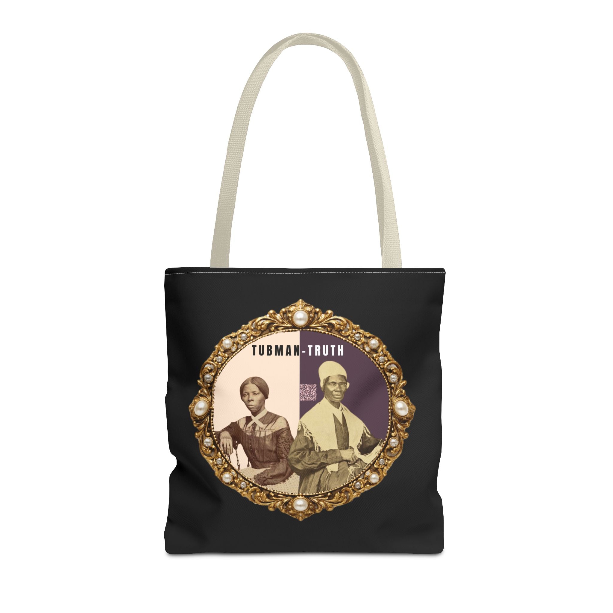 Tubman-Truth Brooch Graphic Tote Bag (Black)