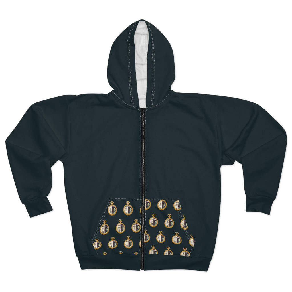 Jan Ernst Matzeliger  AOP Back Graphic, Zip Hoodie-Grey (City Champs)