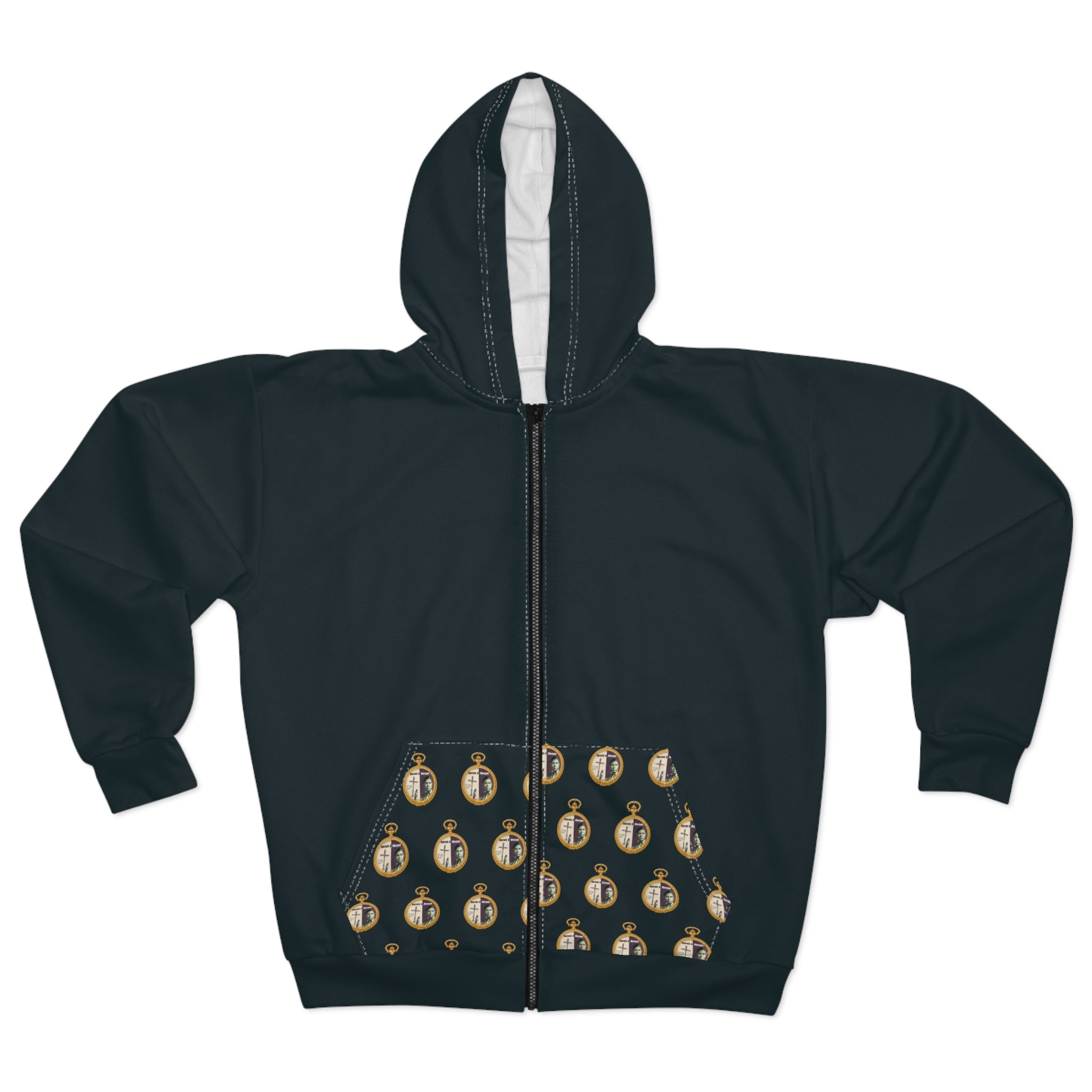 Jan Ernst Matzeliger  AOP Back Graphic, Zip Hoodie-Grey (City Champs)